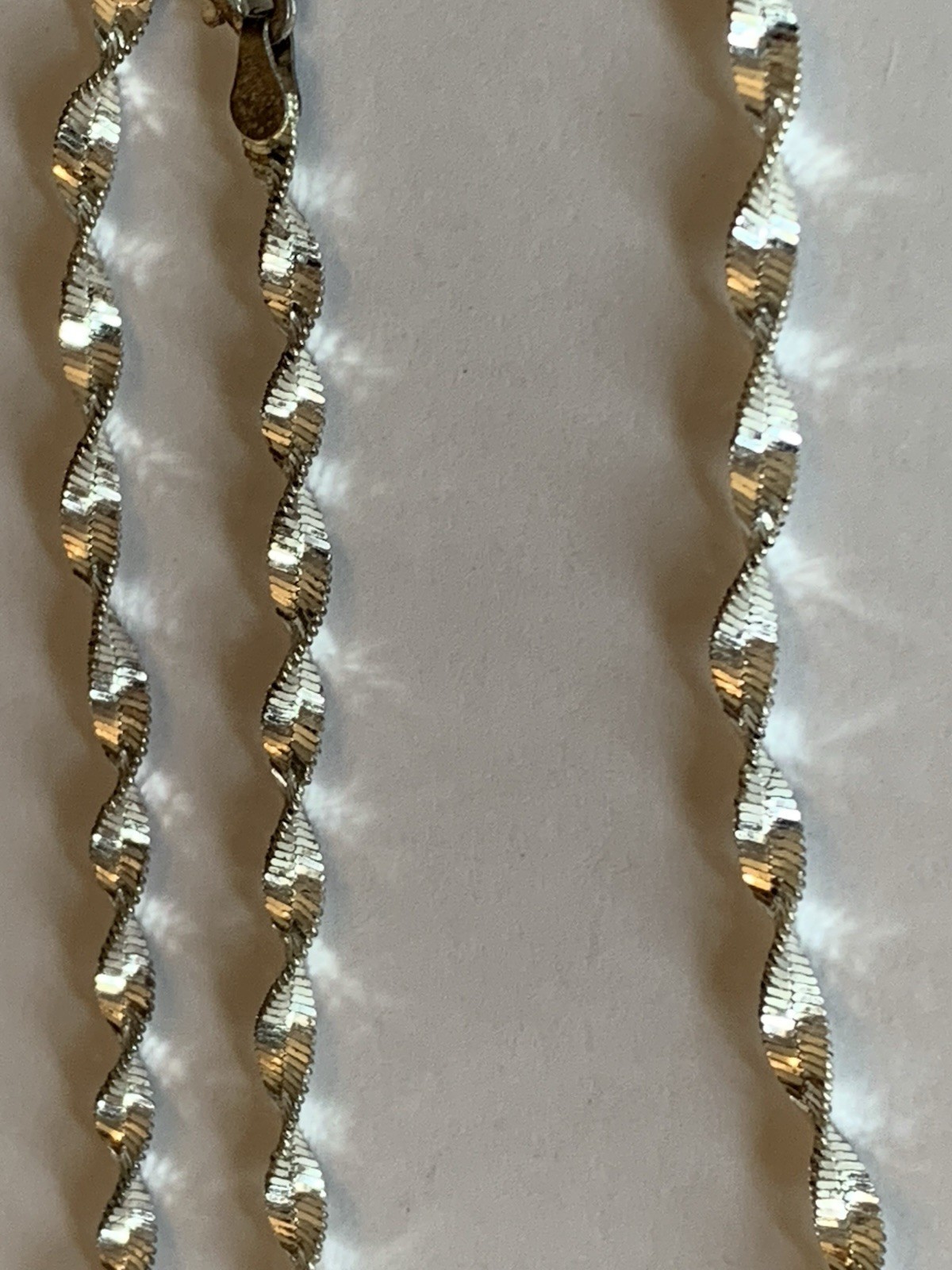 Vintage Sterling Silver 925 Twisted Herringbone Necklace Marked Italy 19 3/4”