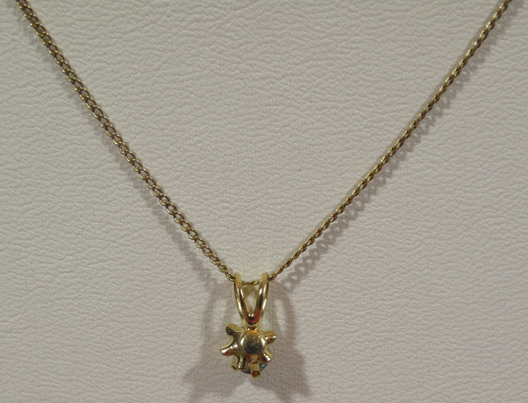 VTG 1/2- 12K GF Yellow Gold Chain With Emerald Chip 18″~1.10g~May Birthstone