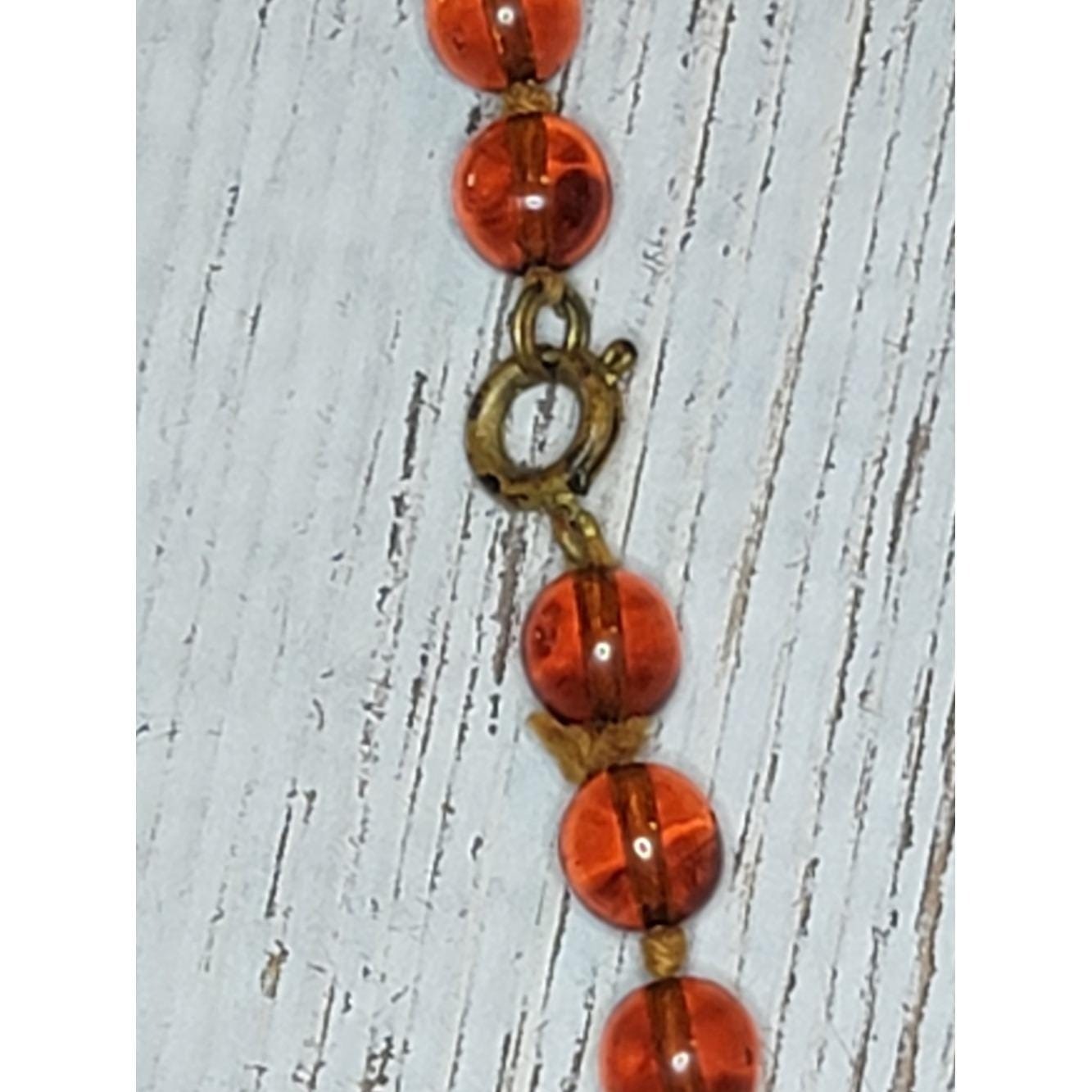 1920s Art Deco Amber Glass Opera Necklace | Vintage Flapper Sautoir | Hand Knot