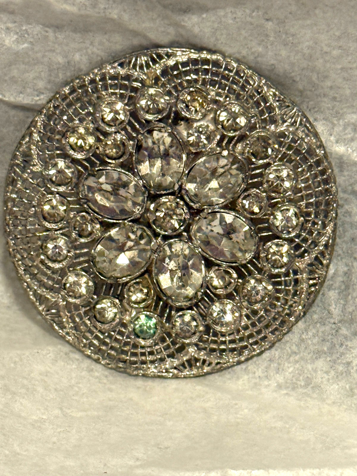 Vintage Filigree Silver Flower Brooch 1 3/4 size with safety clasp