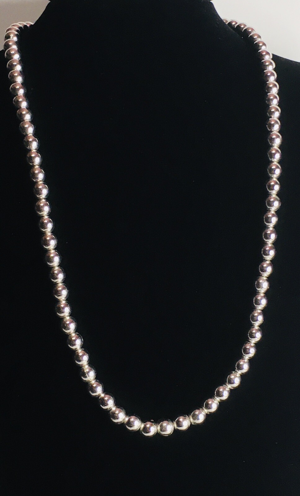 Vtg Monet Necklace Silver Tone Beads On Chain 60s Sister Hook Clasp SIGNED