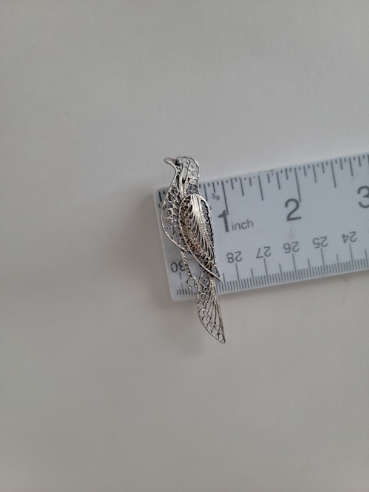 Vintage Cannetille Bird Pin Sterling Silver 925 Filigree