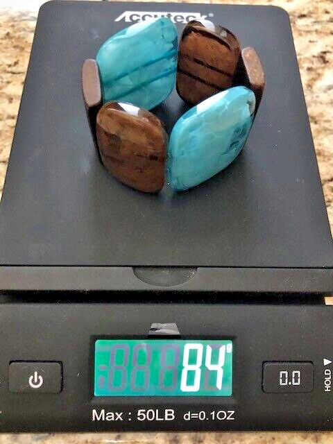 Vintage Multicolor LUCITE and WOOD STRETCH BRACELET 60s 70s