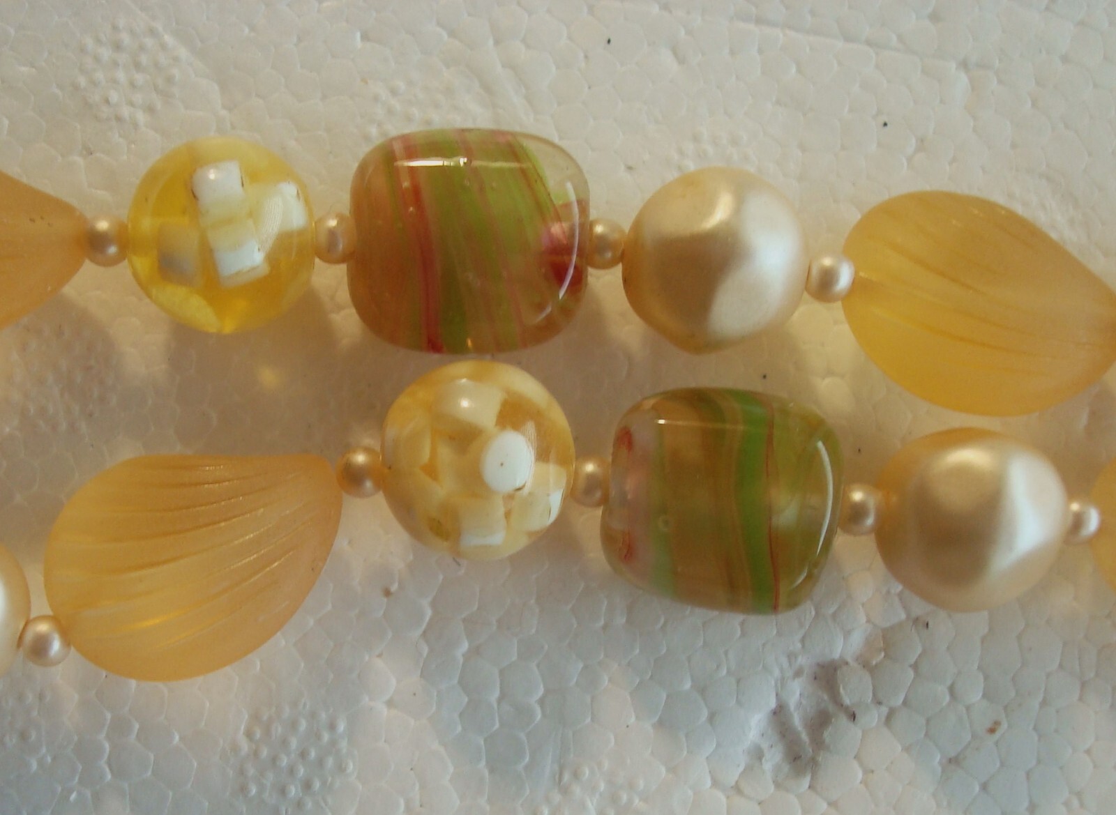 2 STRAND CHOKER NECKLACE, ACRYLIC ART GLASS, VASOLINE GLASS, 18″ LONG, JAPAN