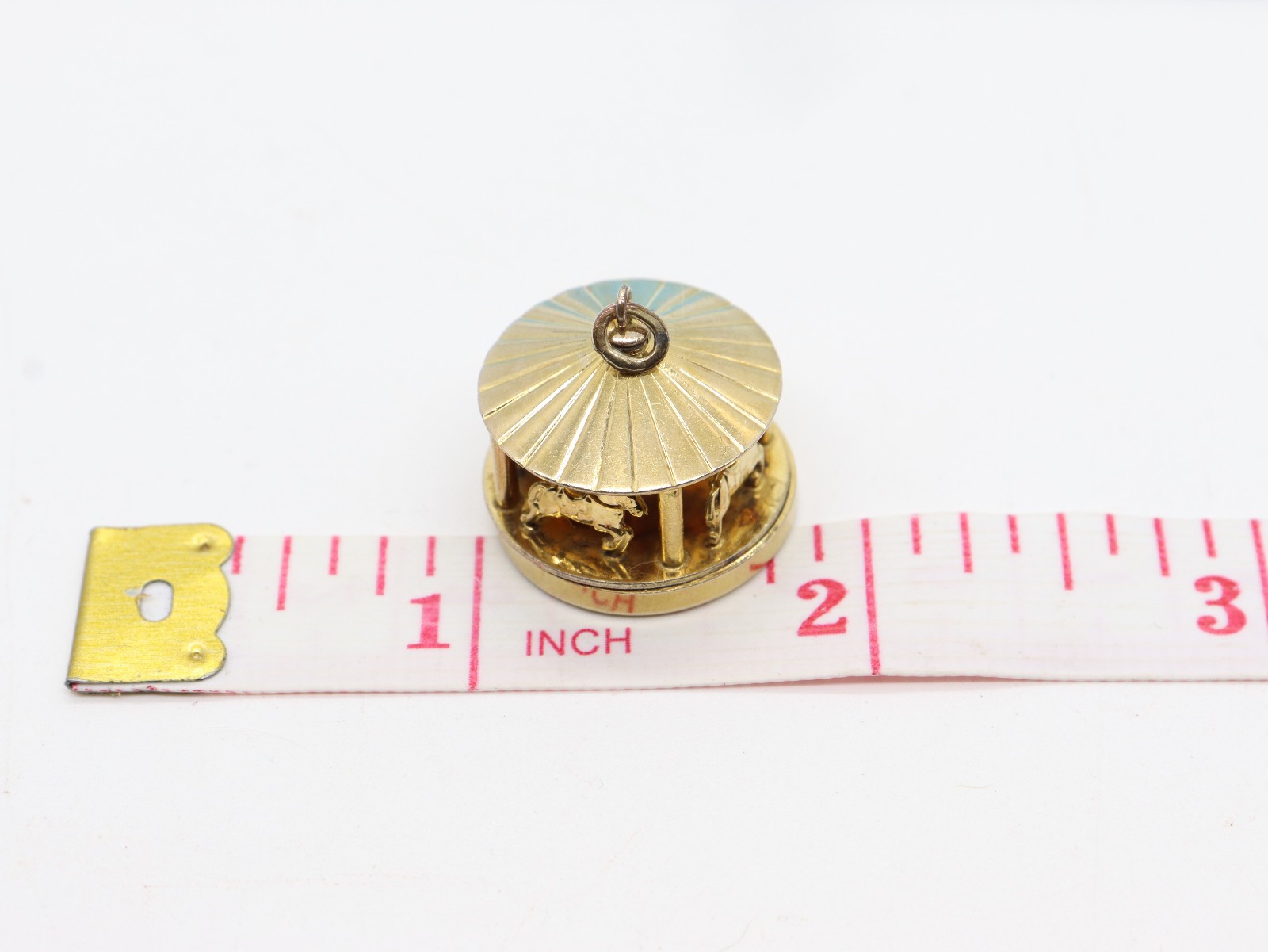 Vintage 12K Gold Filled Carousel Movable 3/4″ Pendant Charm Signed JMS