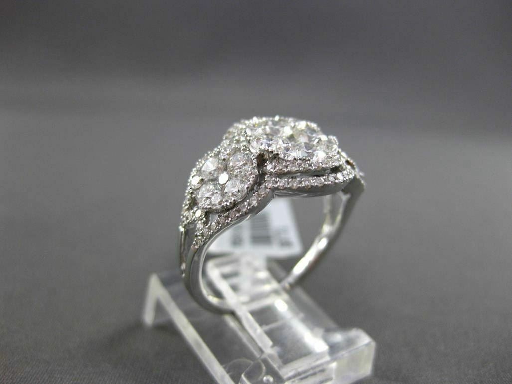 ESTATE LARGE 1.78CT DIAMOND 18KT WHITE GOLD HALO CLUSTER FUN RING E/F VS / VVS