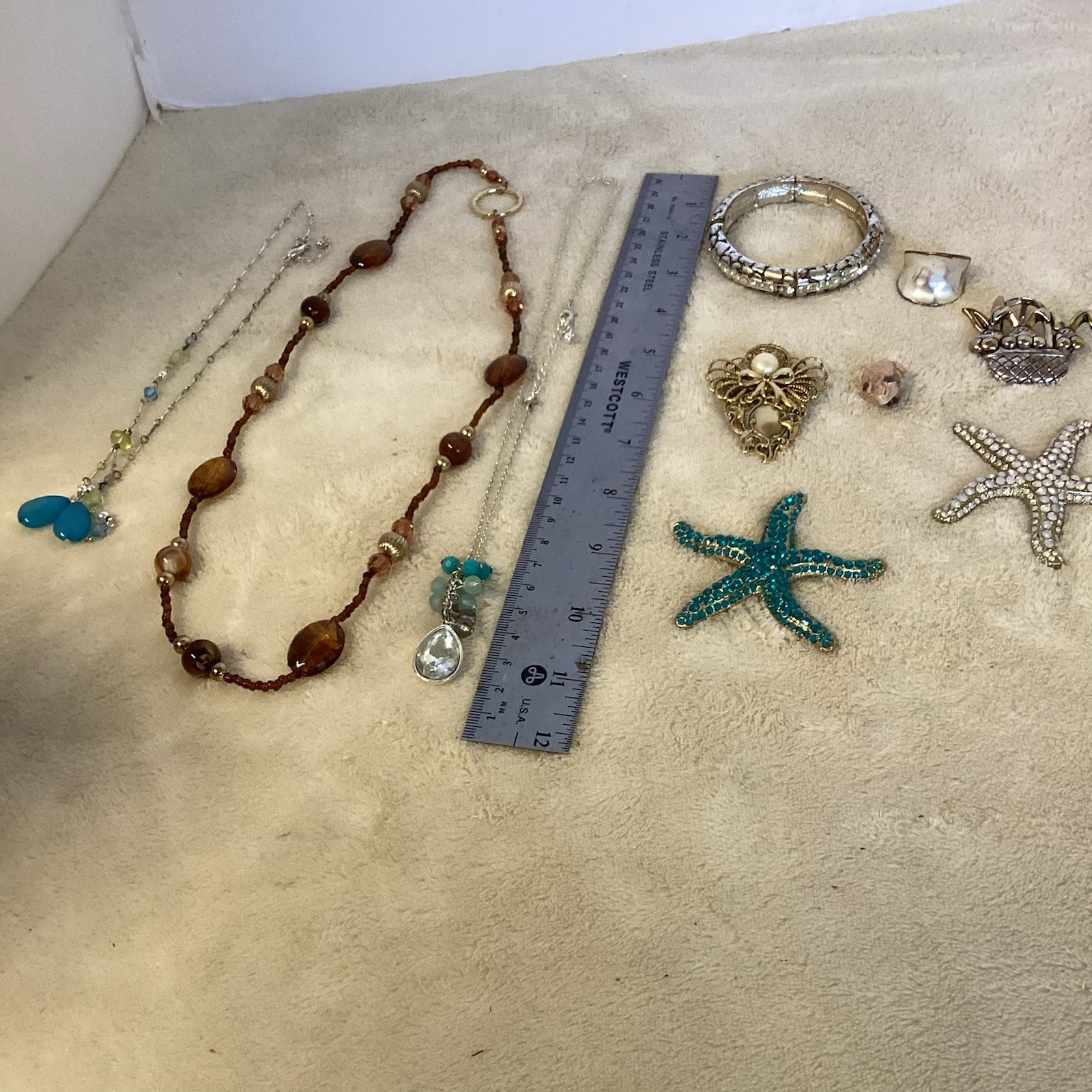 Eclectic Lot Of Costume Jewelry Necklaces, Pendant, Brooch, Ring Bracelet READ