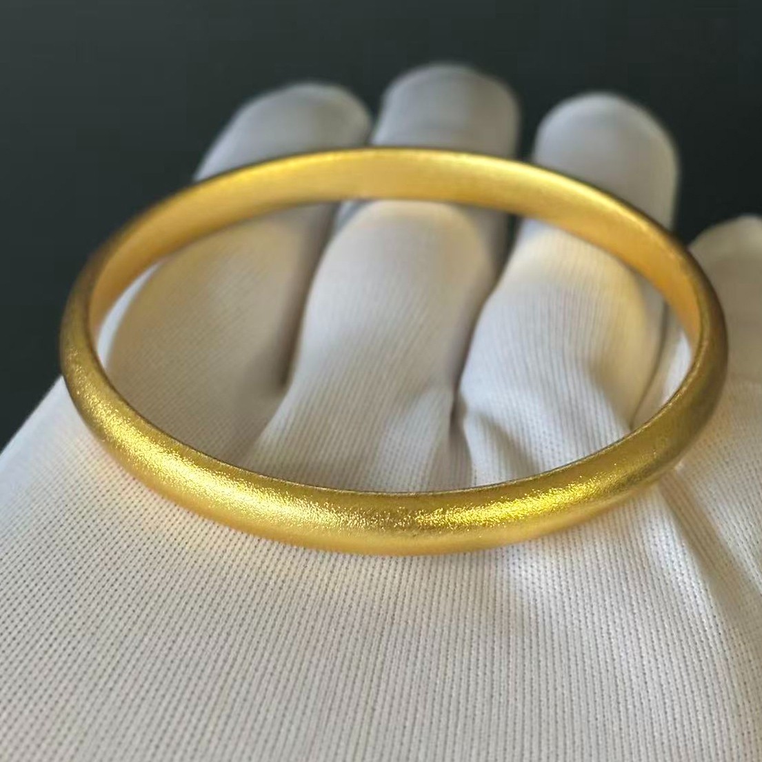 Gold-plated (NOT SURE) Gold Tone Smooth Band Bangle Bracelet, 7.7 inch