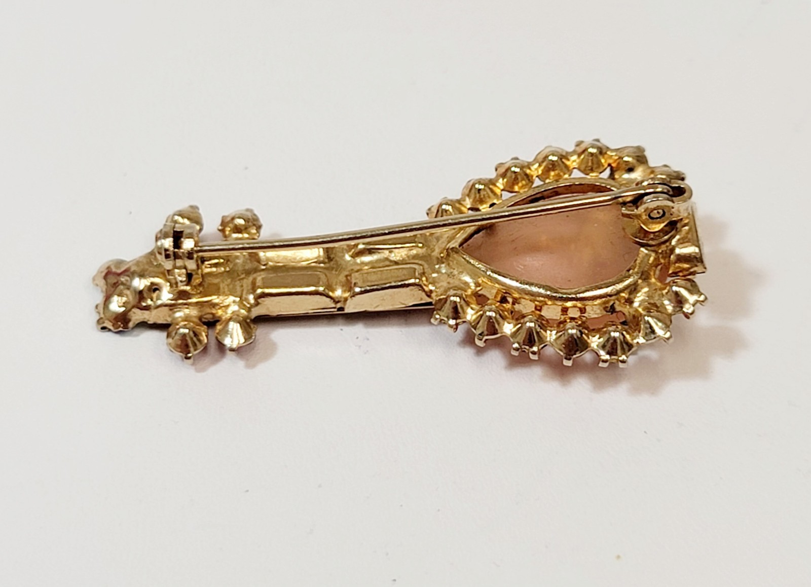 Vintage Estate High End Red Pink AB Rhinestone Lute Guitar Brooch