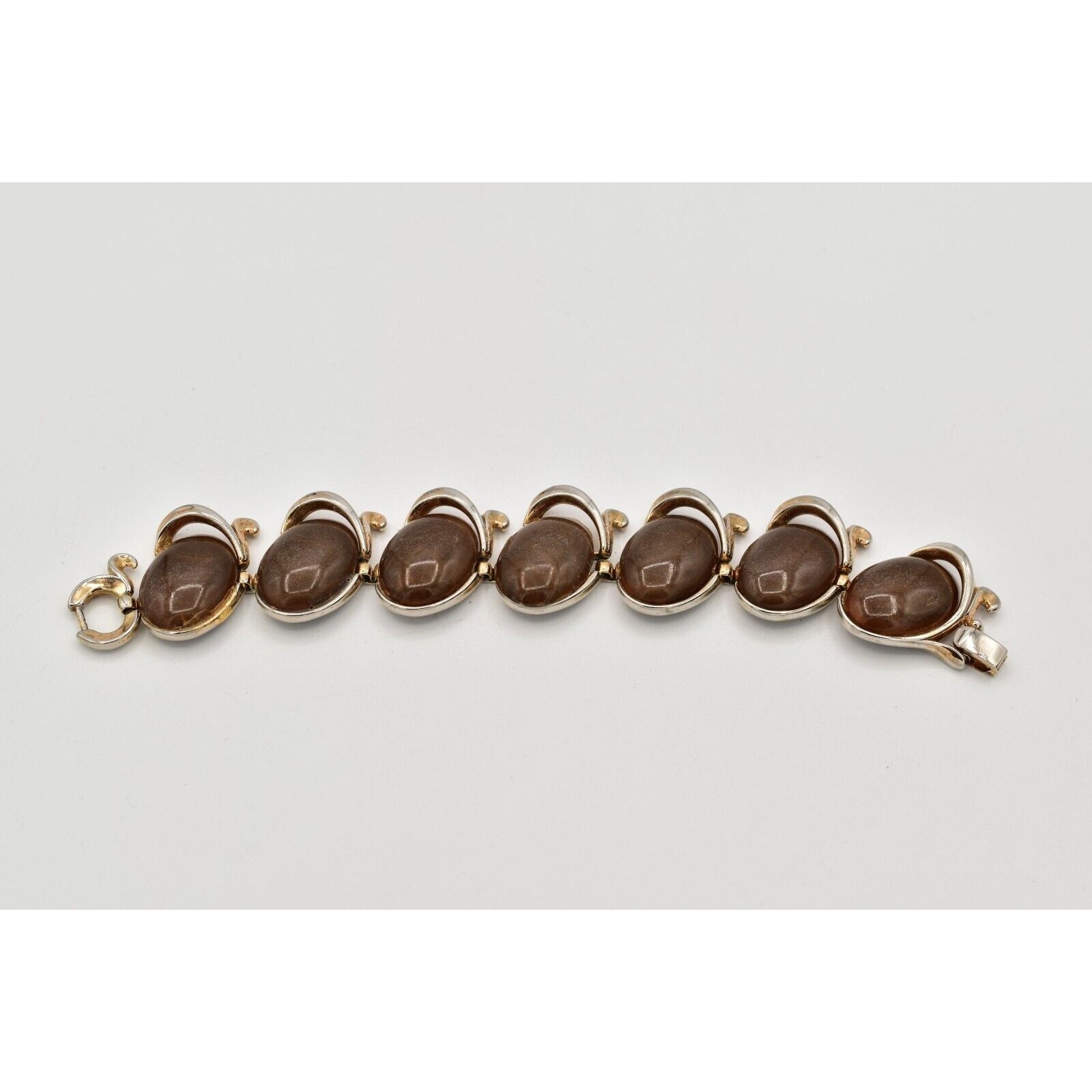 Trifari Vintage Bracelet Espresso Brown Beaded Thick Chunky Heavy Signed Bin7