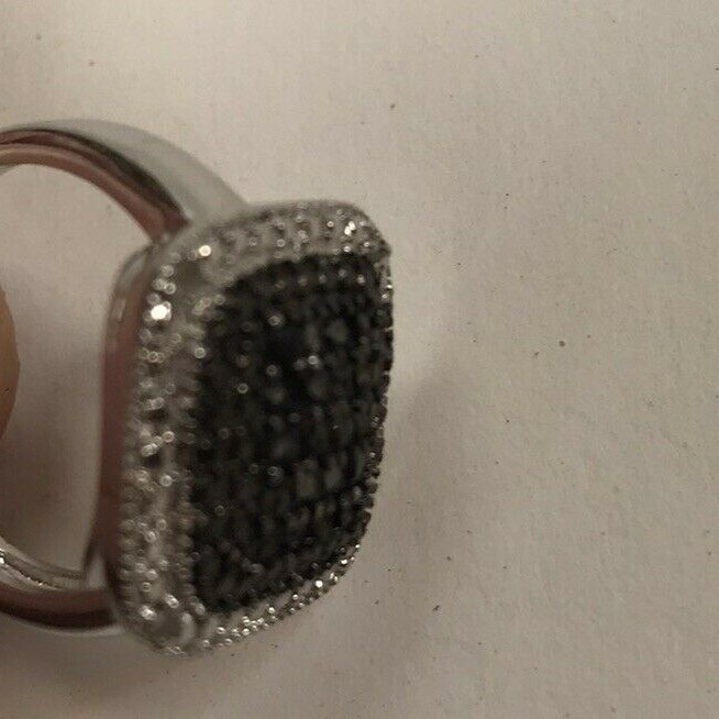 Vintage Sterling Silver Ring 925 DBJ Marcasite Diamond Pave Square Decco Sz 6