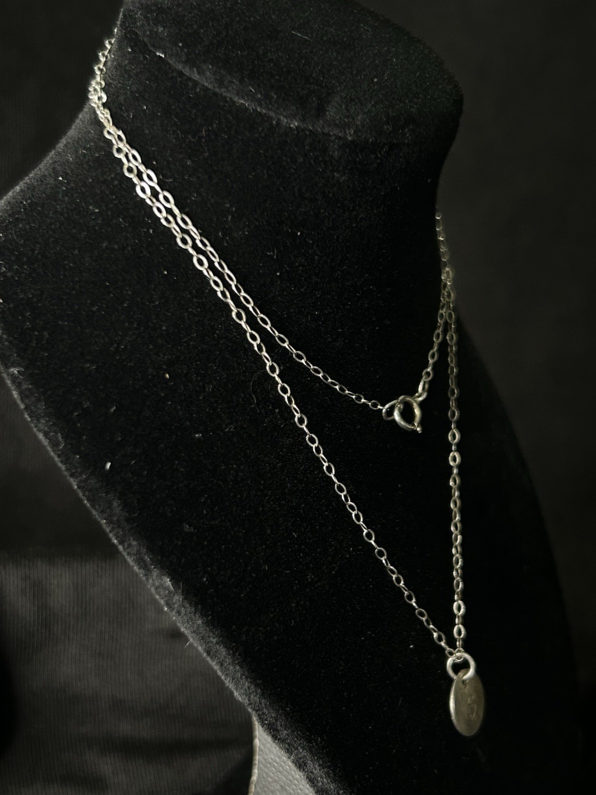 Vintage Silver 925 Necklace Hammered S Pendant 17” Chain Circle