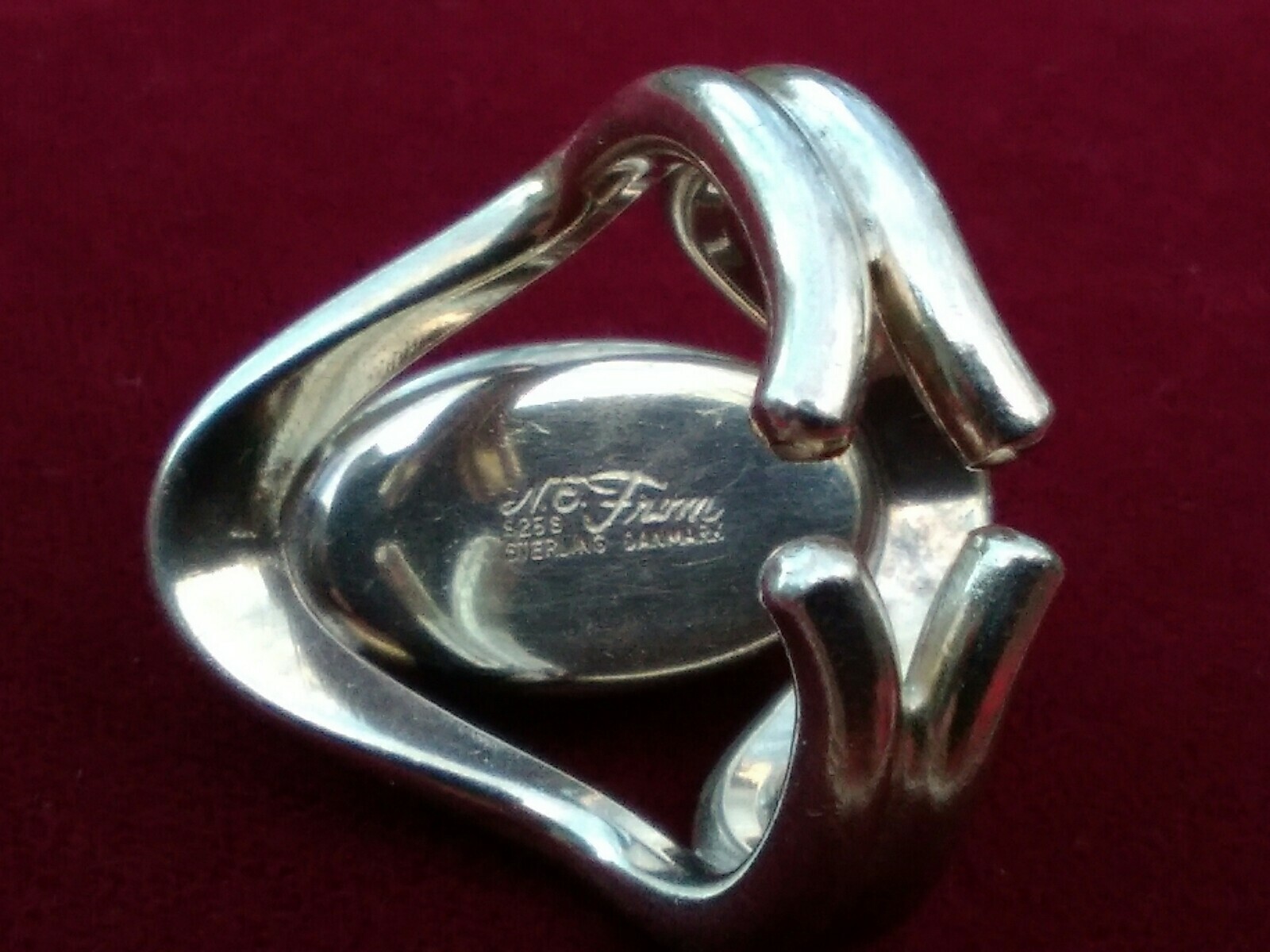 Vintage NEILS ERIK FROM 925 Sterling Modernist Amber Ring Size 6 Denmark