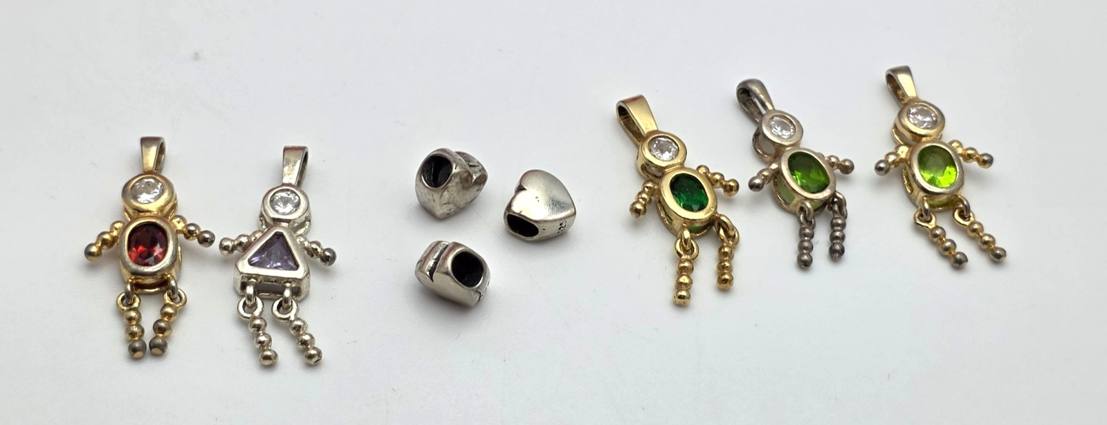 Vintage Sterling Silver Kids Figure And Hearts Charm Lot Of 8 Pieces