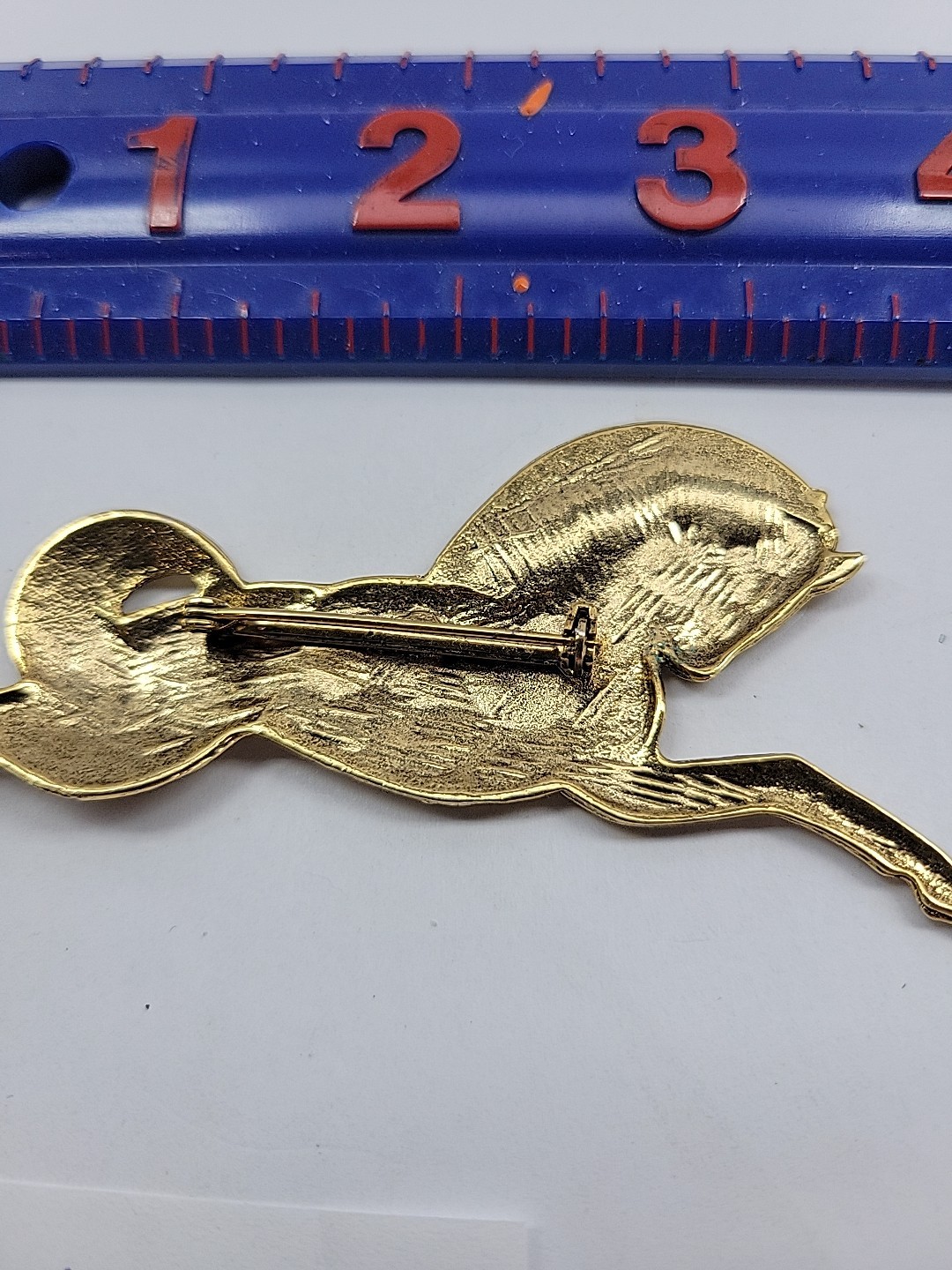 Running Trojan Horse Brooch Gold Tone Vintage Brooch