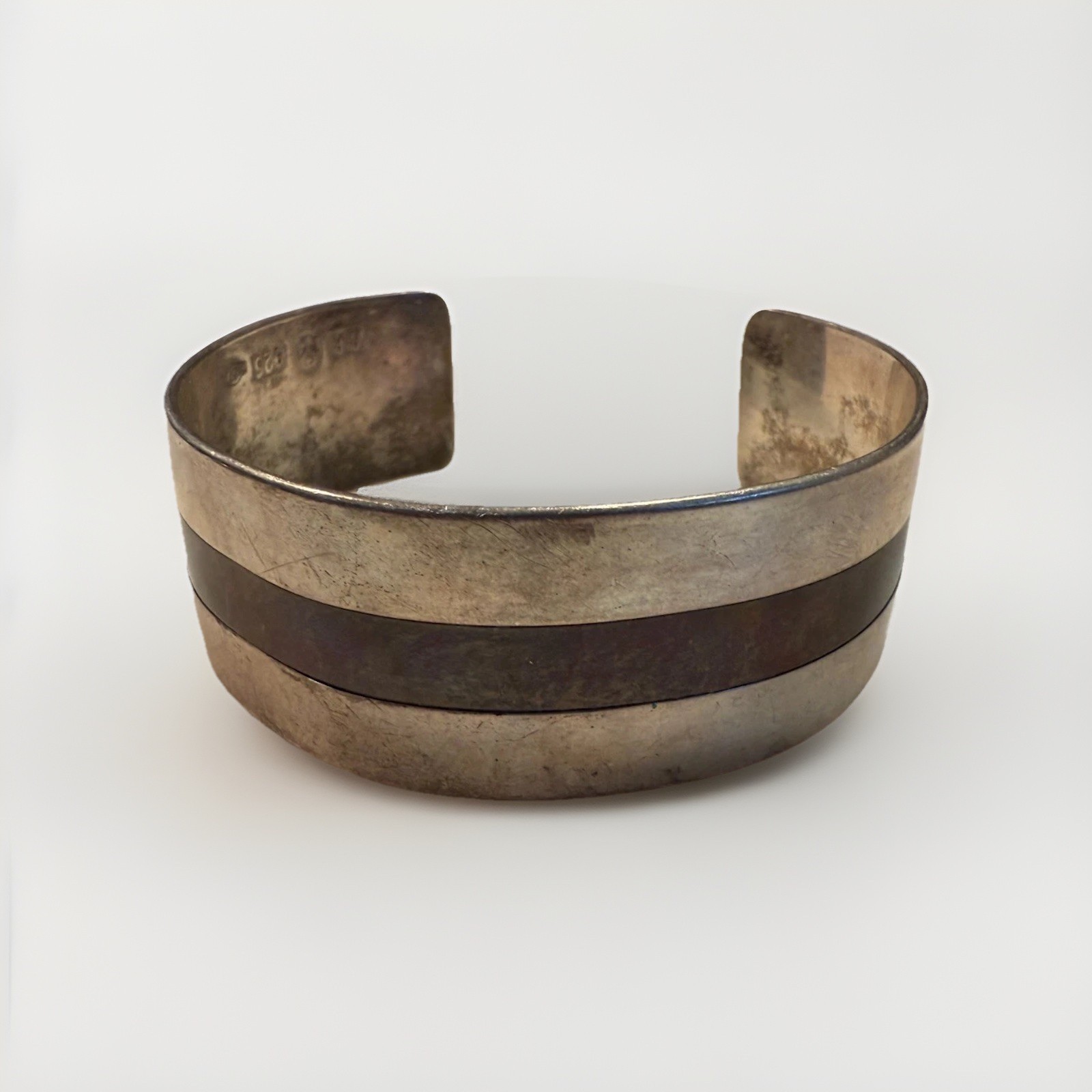 Vintage Brandimarte Italian Sterling Silver & Copper Cuff Bracelet 925 44g