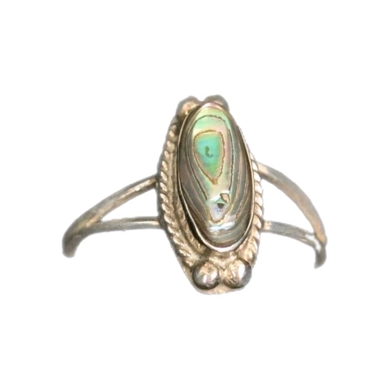 Vintage Alpaca Mexico Abalone Ring Size 6 Sterling Silver