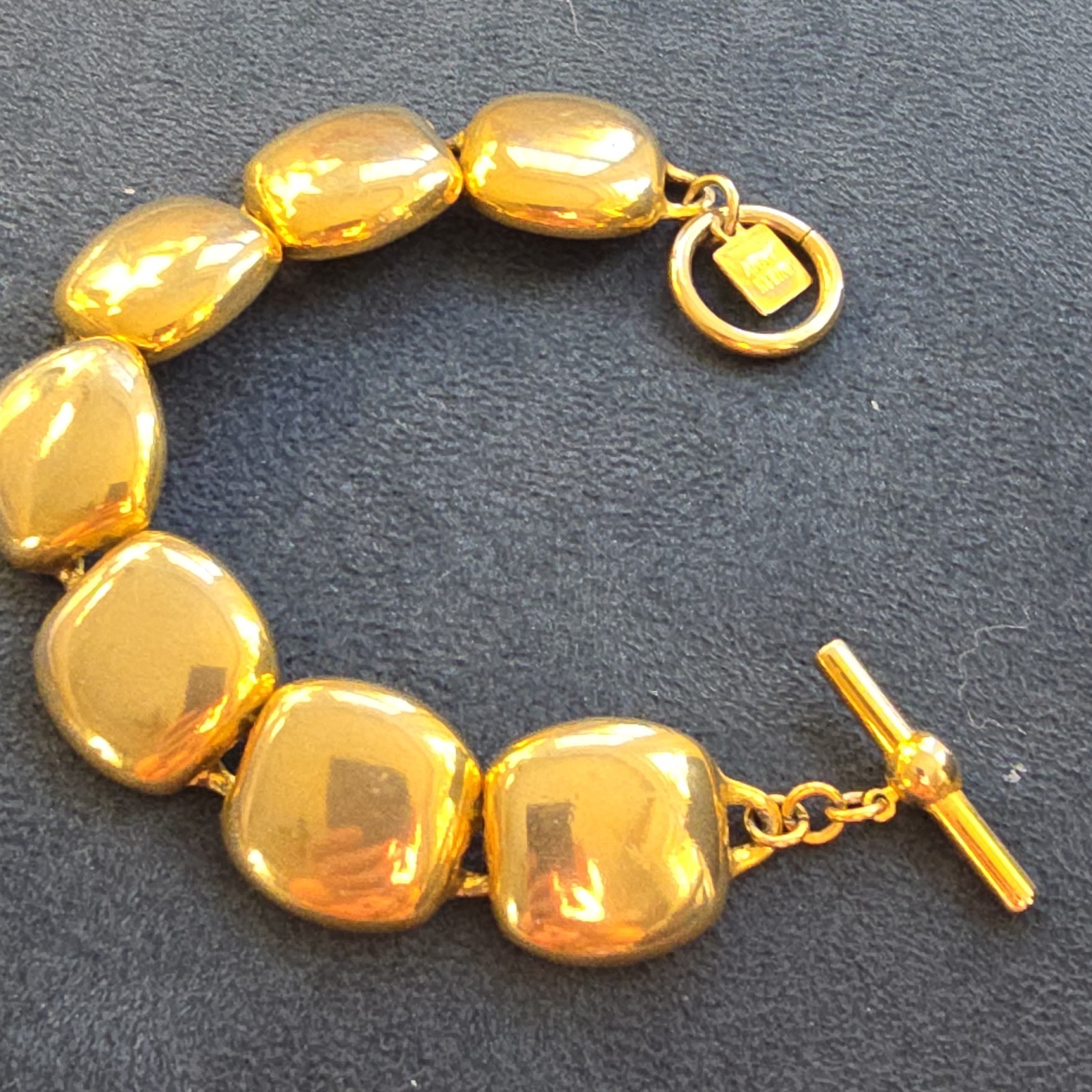 Vintage Anne Klein Bracelet Gold Plate Toggle Closure 7 Inches