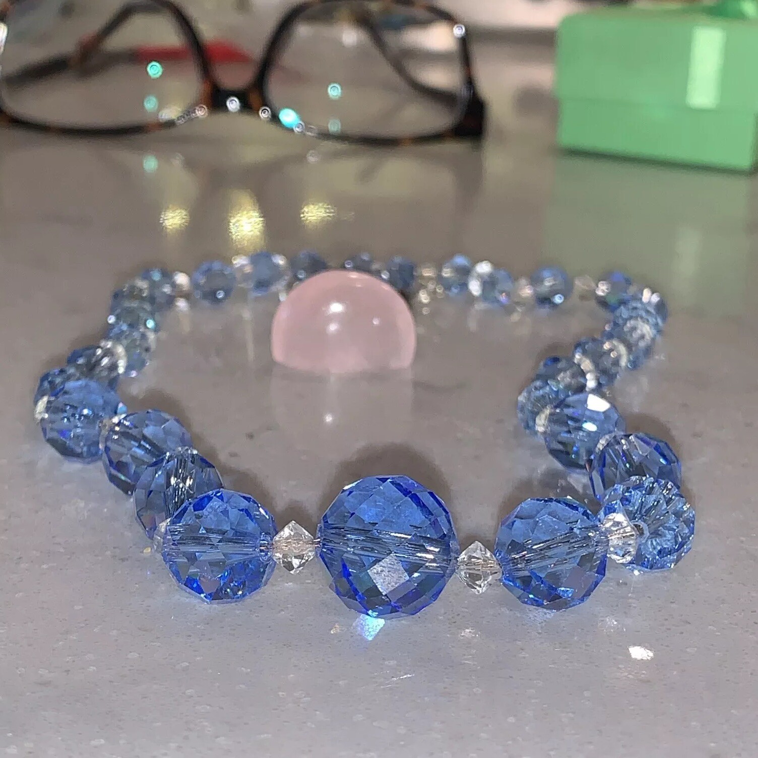 Gorgeous 1930’s German Sterling Graduated Glass Art Deco Crystal Necklace🔥Sign