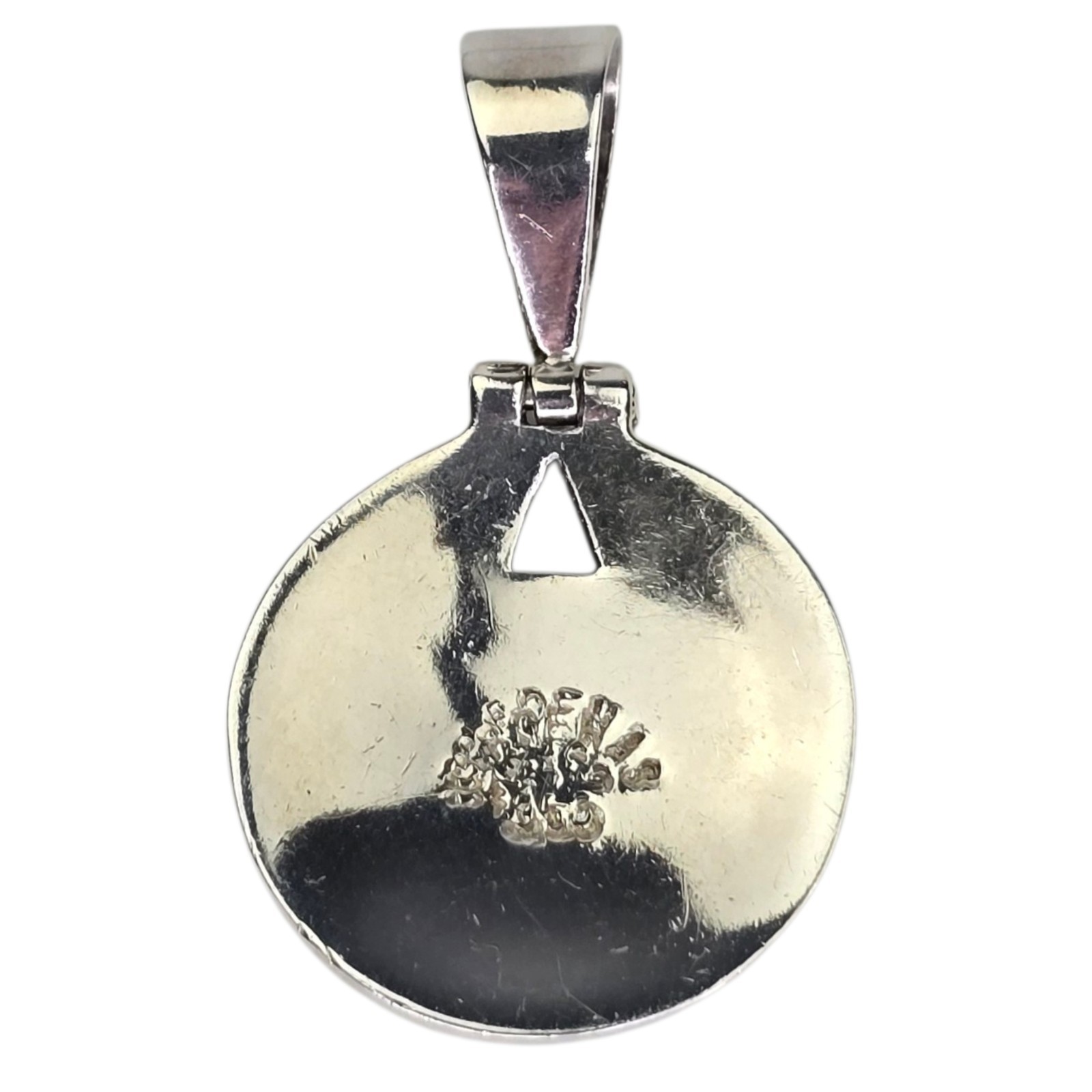 Vintage Sterling Silver Taxco Mexico Mayan Aztec Calendar MOP Opal Inlay Pendant