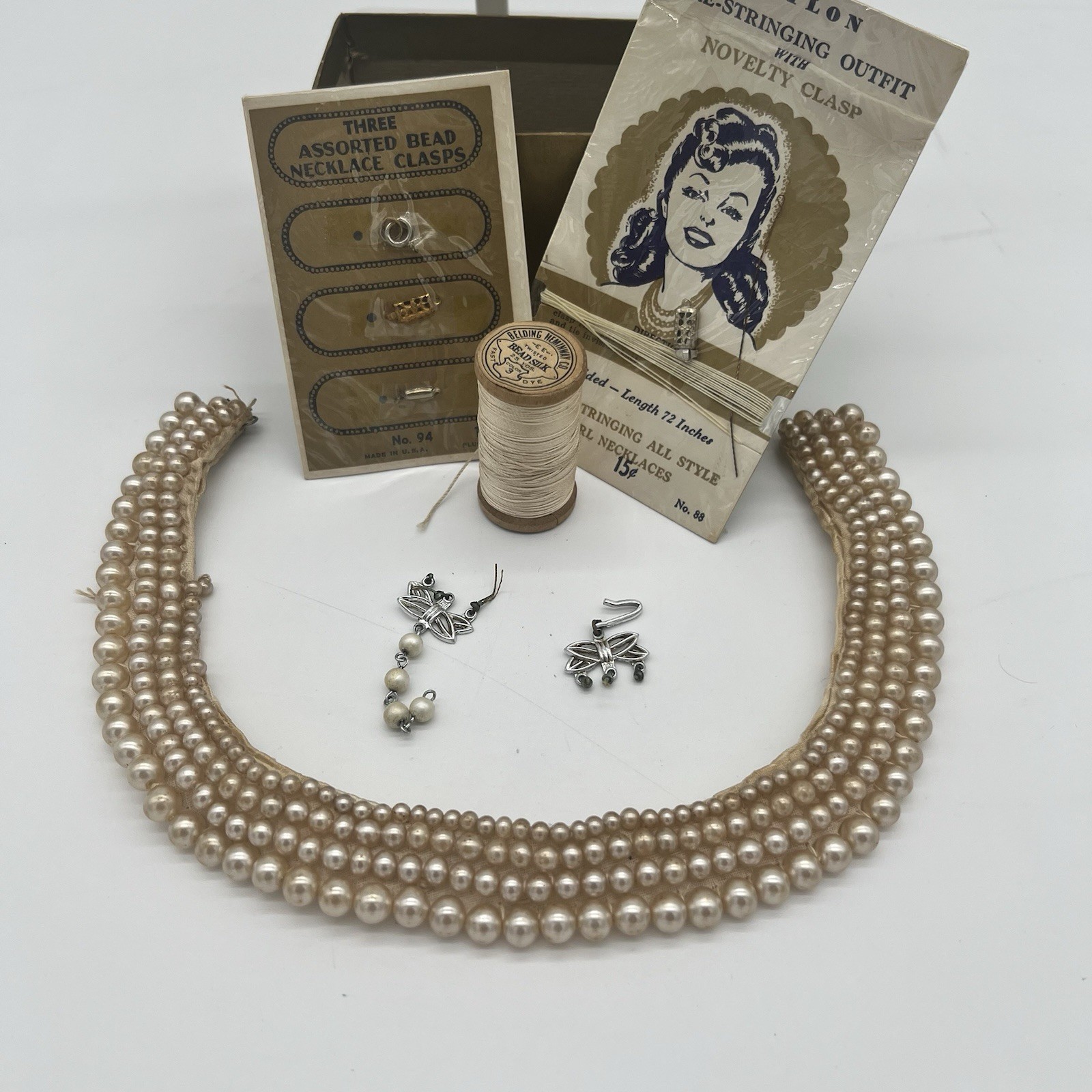 Vintage Pearl Collar Necklace + Repair Kit – Miranda Japan, Clasps, Bead Silk