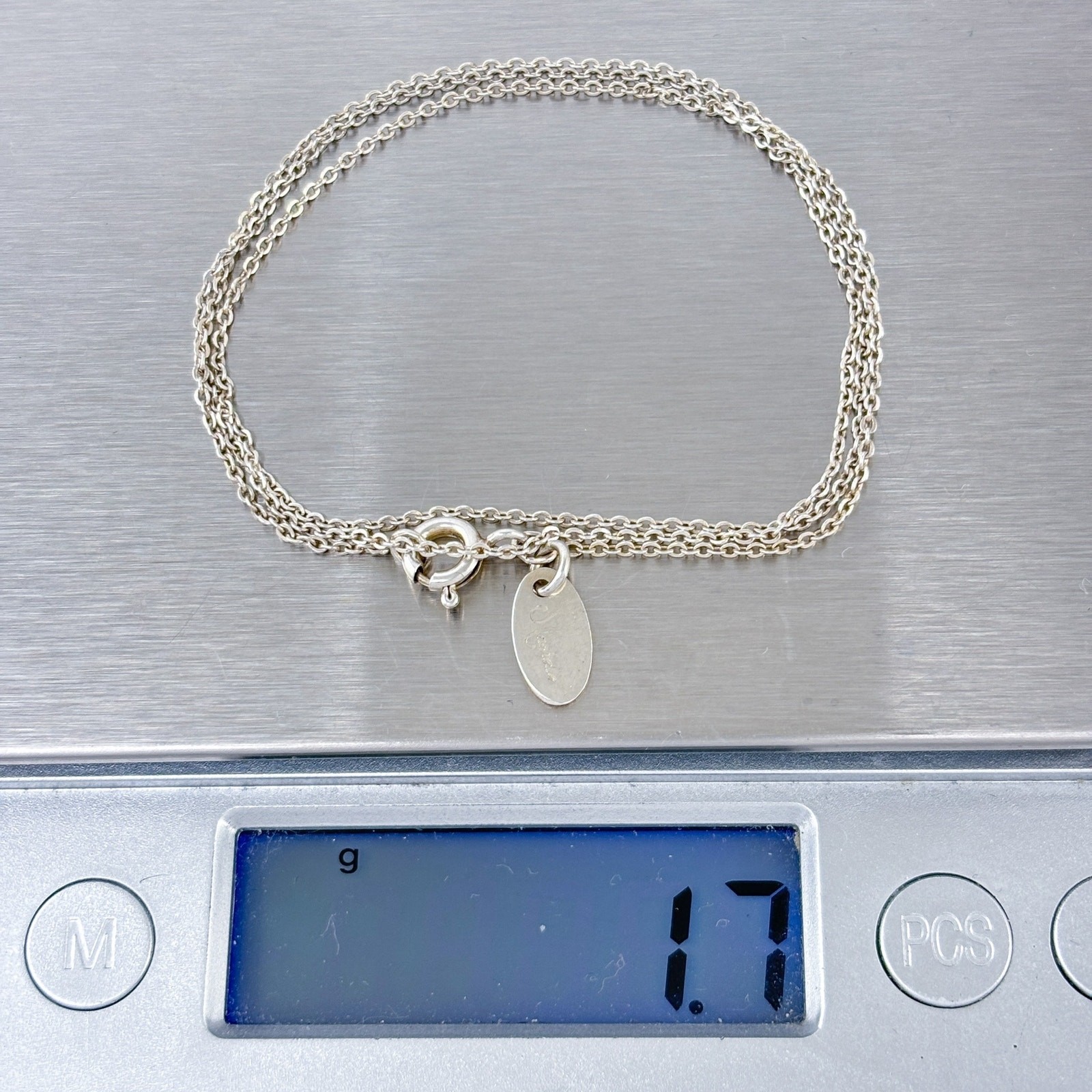 Vintage Nashelle Sterling Silver 925 1.1mm Cable Link Chain Necklace 17.5″