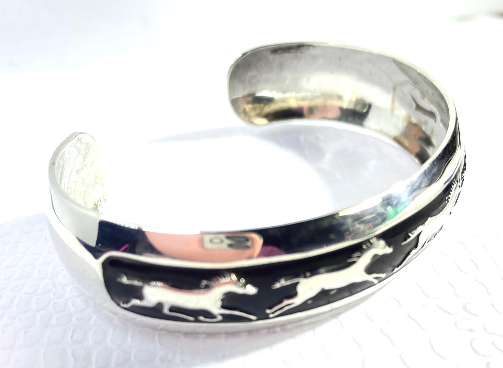 Vintage Sterling B. Webb Navajo Running Horses Cuff Bracelet 2 3/8″ Sm-Med Wrist