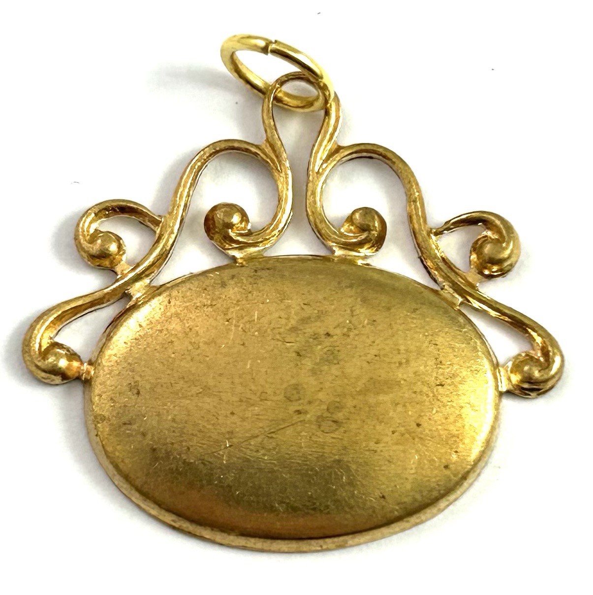 Vintage Fob Style Charm Pendant Ornate Metal Has Tarnish As Is Vintage Jewelry