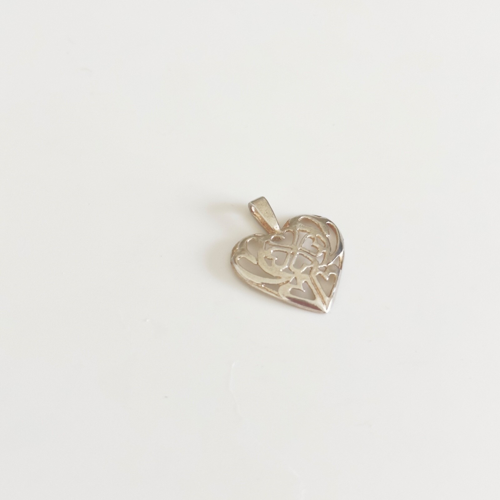 Vintage 925 Sterling Silver Openwork Hearts Love Themed Pendant