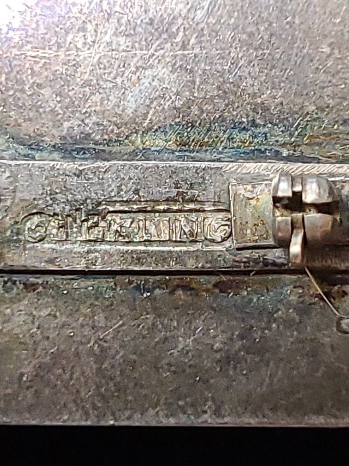 Old Brooch About 1″ Square , Looks To Be Stamped Sterling Spelled Out