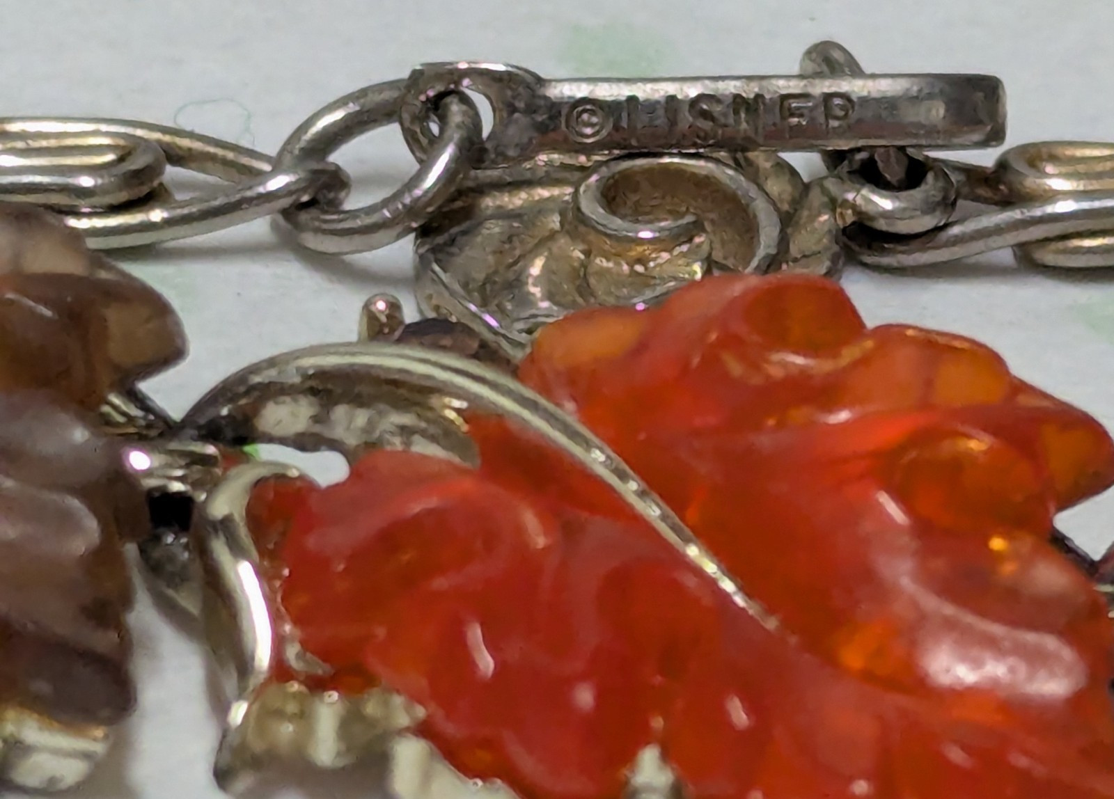 Lisner Leaf Lucite Bracelet and Necklace Goldtone Fall Colors