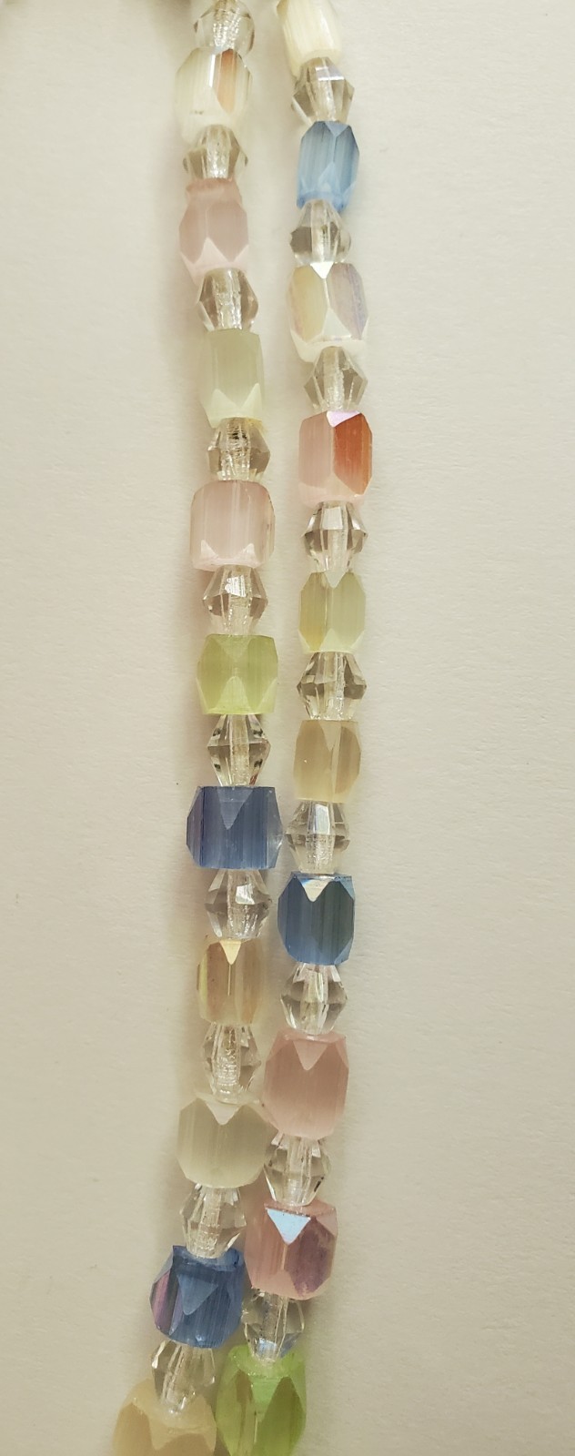 Vintage multi-strand satin glass necklace, graduated pastel beads