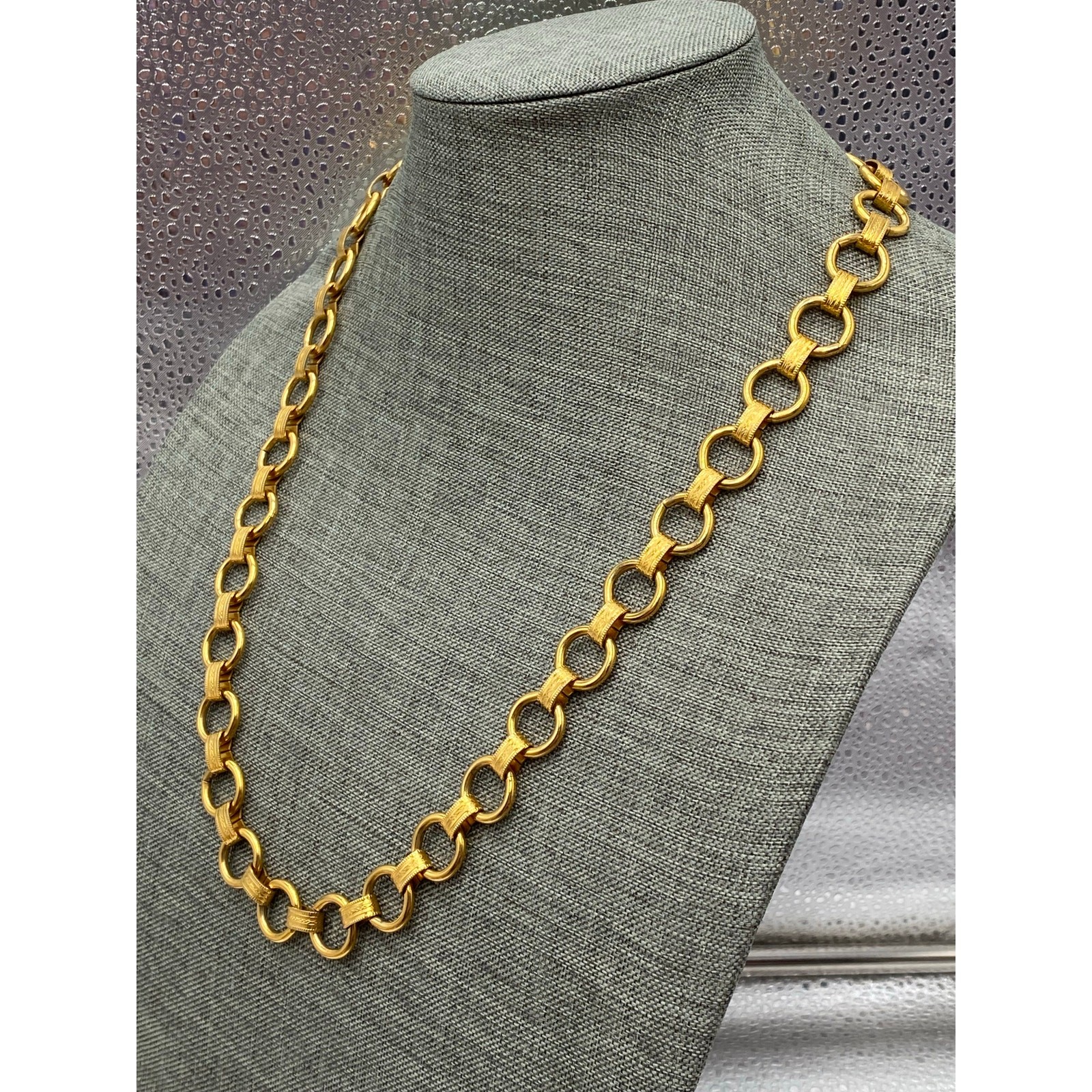 Vintage Necklace Chunky Links 25” No Clasp Half Link