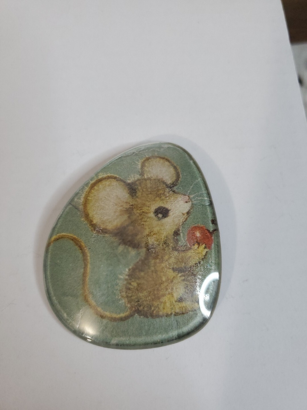 Repurposed Art Eyeglass Lens Brooch Handcrafted Mice With Ball Fun Fashion
