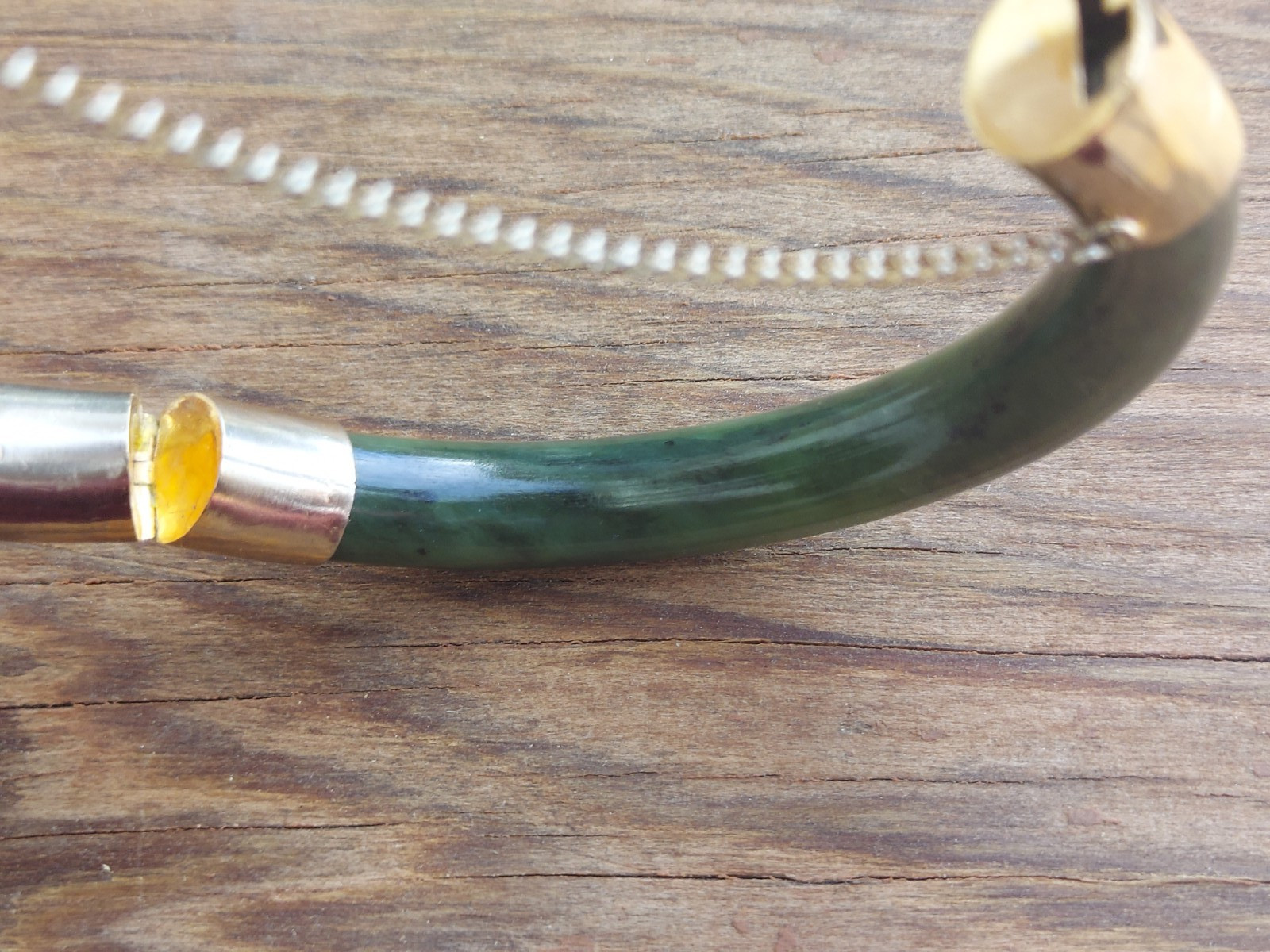 Lovely Hinge Jade Bangle Bracelet Dark Green Jadeite Pale Gold Tone Vintage