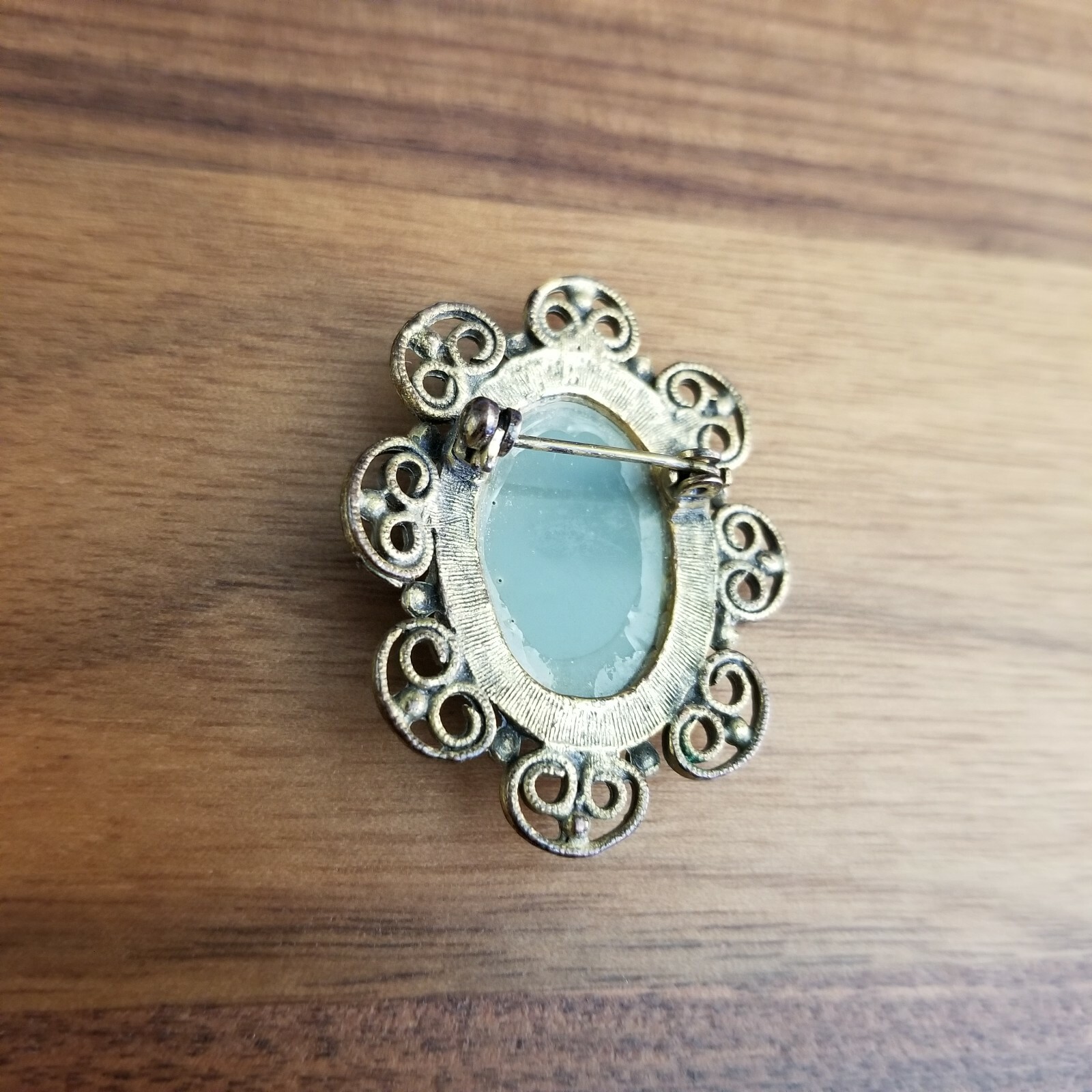 Vintage Victorian Blue Lady Cameo Brooch Pin 1.53″