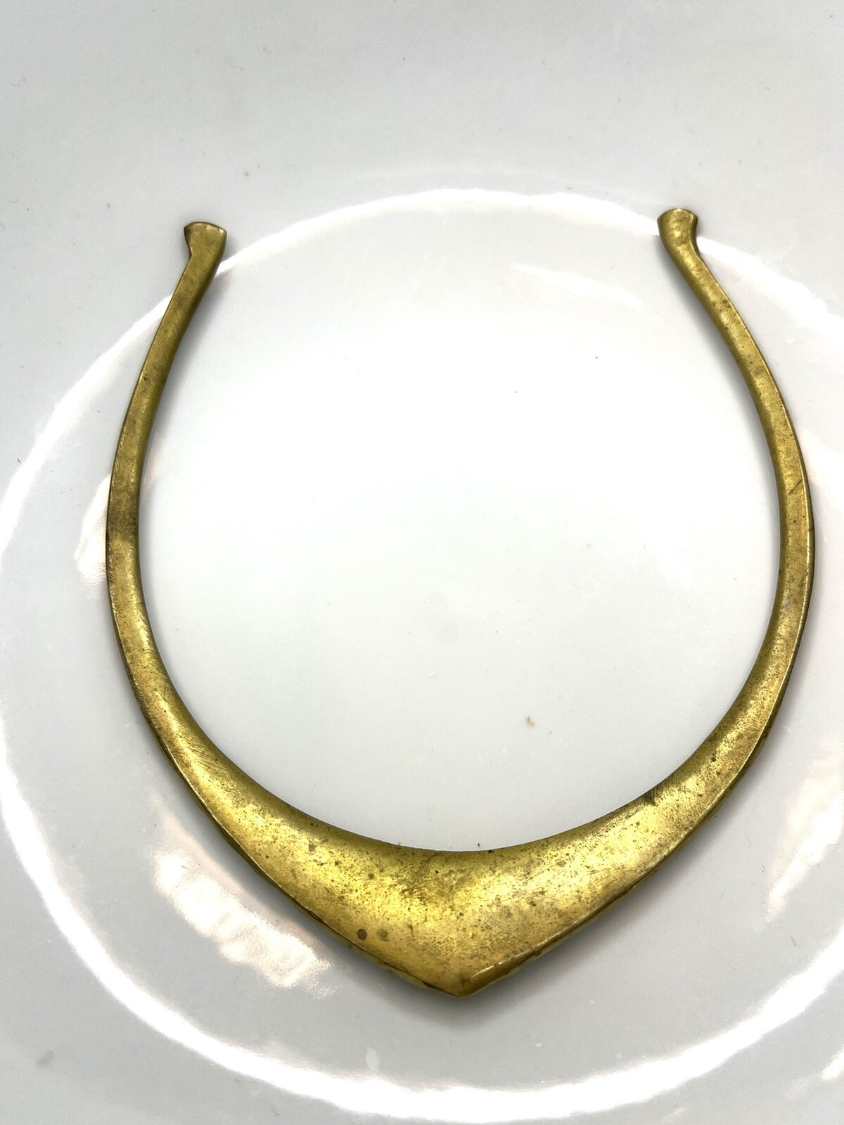 Vintage Mother of Pearl / Abalone Inlay and Brass Egyptian Style Collar Necklace