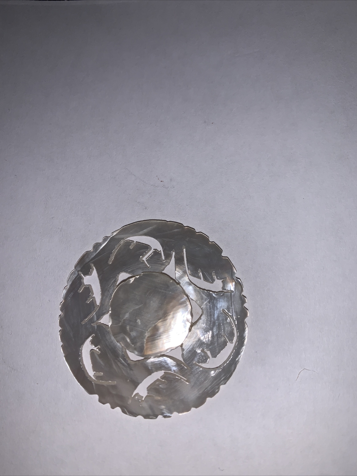 Vintage Carved Mother Of Pearl Pin, 1-1/2″ Across, Missing Back