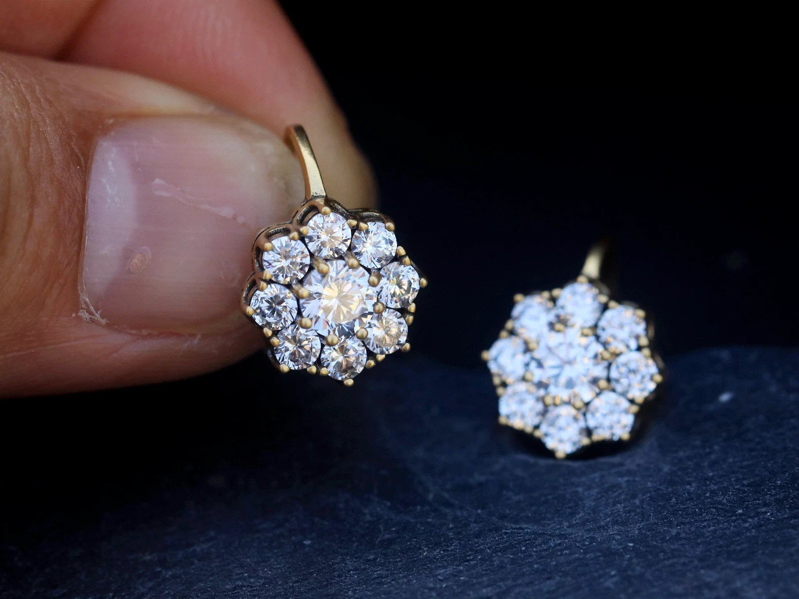 Art Deco 1.20Ct Round Lab Created Diamond 14K Gold Finish Drop/Dangle Earrings