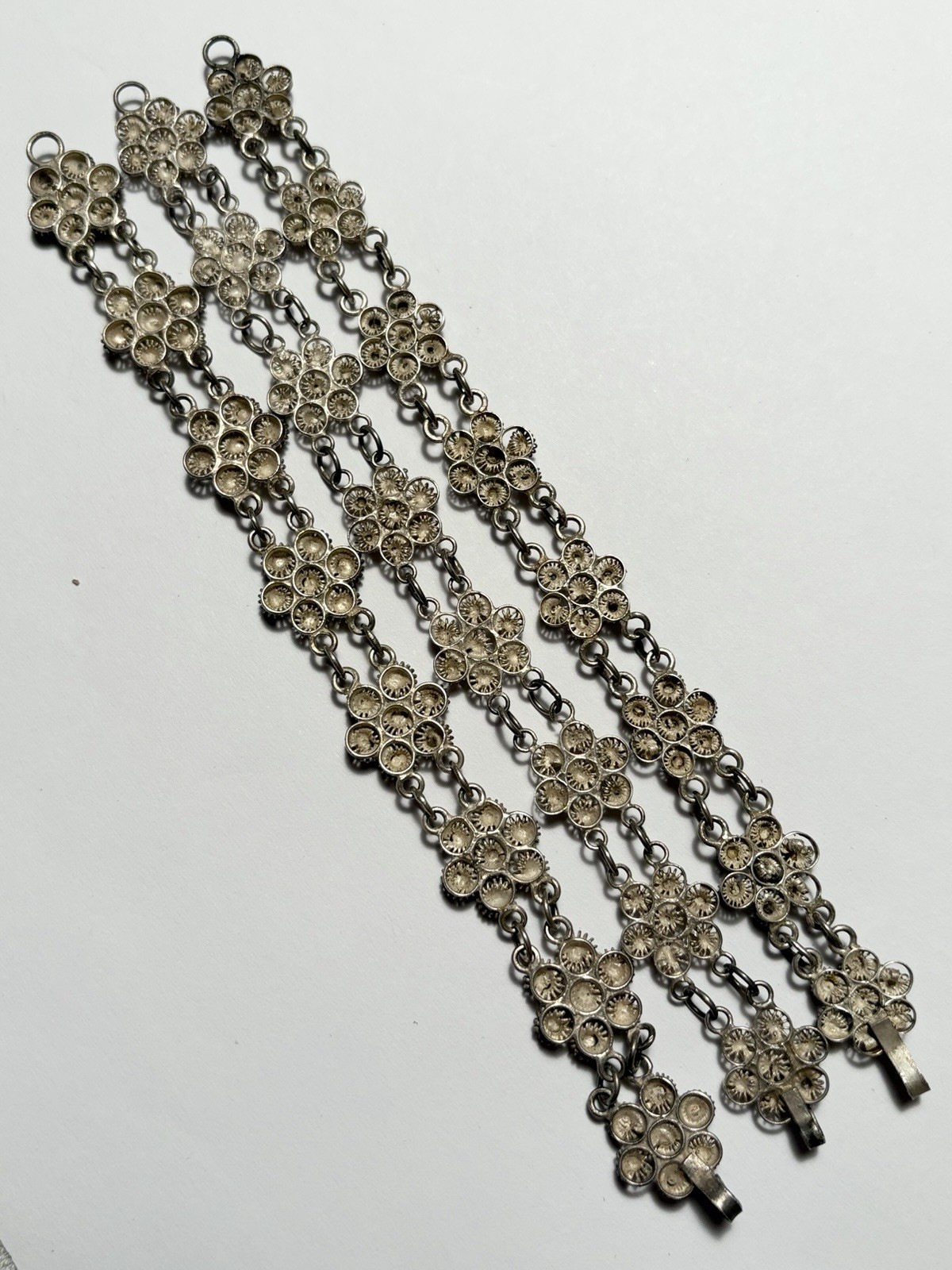 3 Antique Vintage Chinese Silver Cannetille Filigree Bracelets 6.5″ Necklace 41g