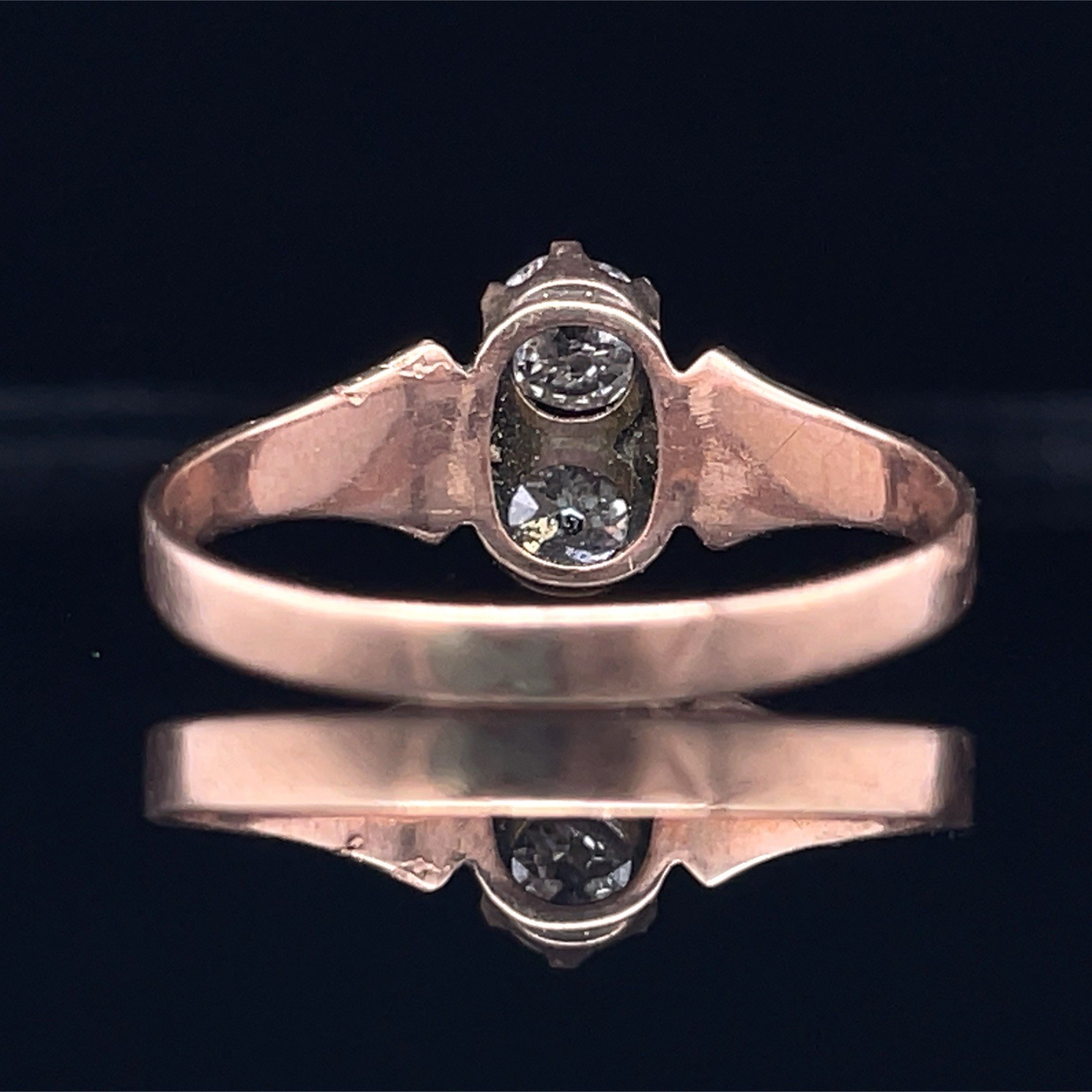 Victorian Old European Cut Diamond Band Set In 14K Gold