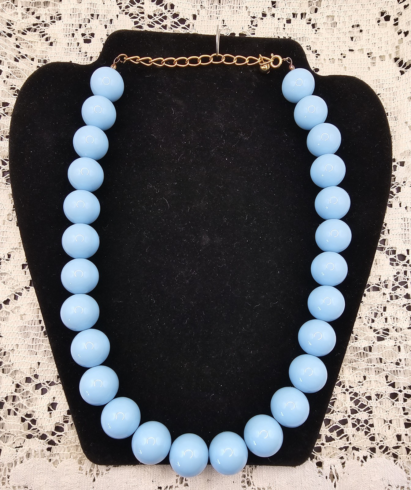Vintage MCM Mod Chunky Lucite Plastic Bead Necklaces Orange – Blue Statement – 2