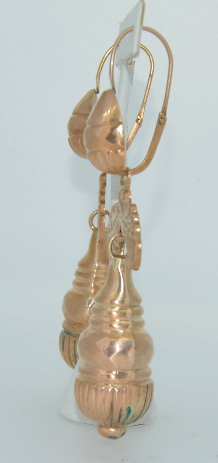 4.25 Inch Victorian 10k Rose Gold Day & Night Earrings