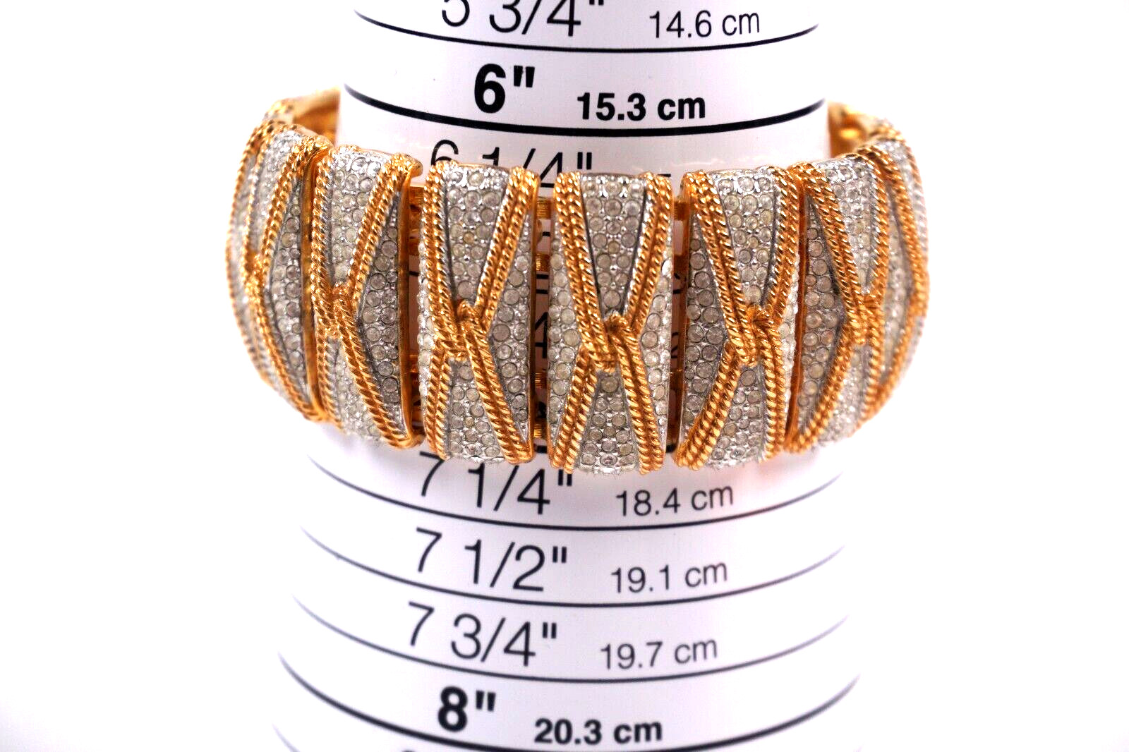 VTG MASSIVE SWAROVSKI PARIS HAUTE COUTURE CRYSTAL ELEGANT STATEMENT BRACELET 7″