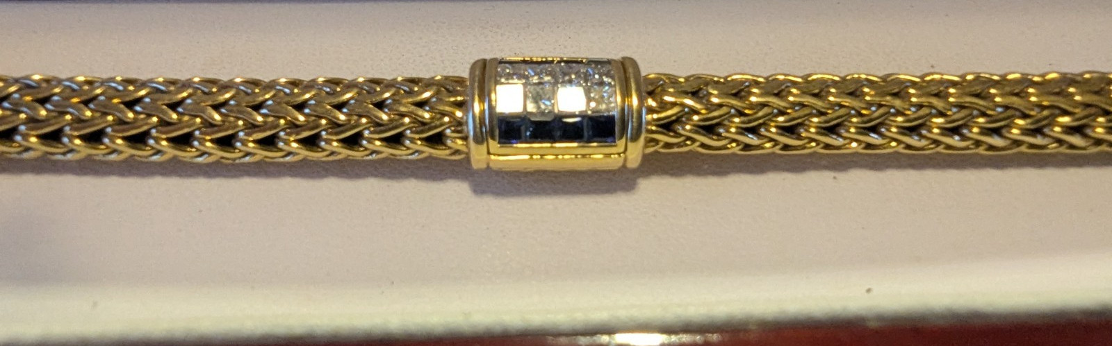 John Hardy Icon 18K Yellow Gold Sapphire & Diamond Bracelet 8” 44g Heavy #10