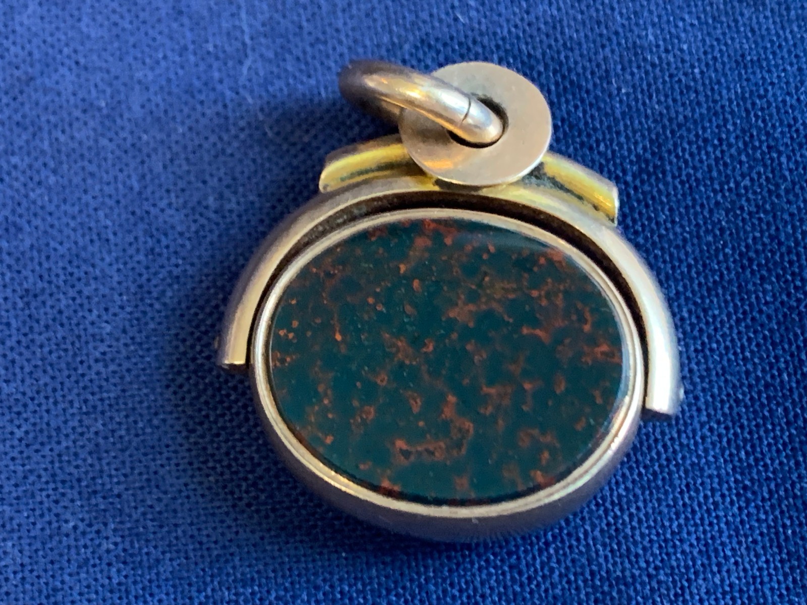 Antiq Yellow Gold Pocket Watch Fob Rotating Pendant Bloodstone Carnelian 10.19g