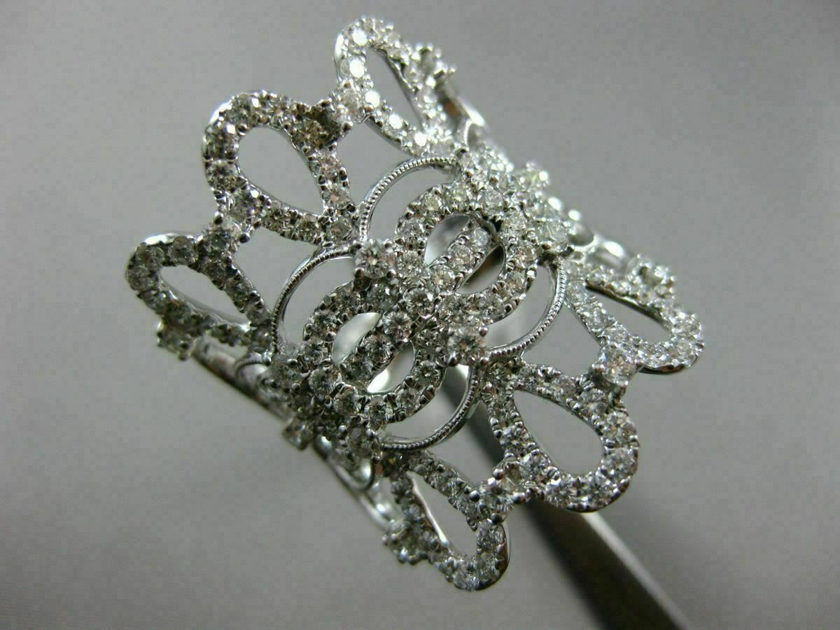 ESTATE EXTRA LARGE 1.53CT DIAMOND 18KT WHITE GOLD 3D OPEN CROWN TEAR DROP RING