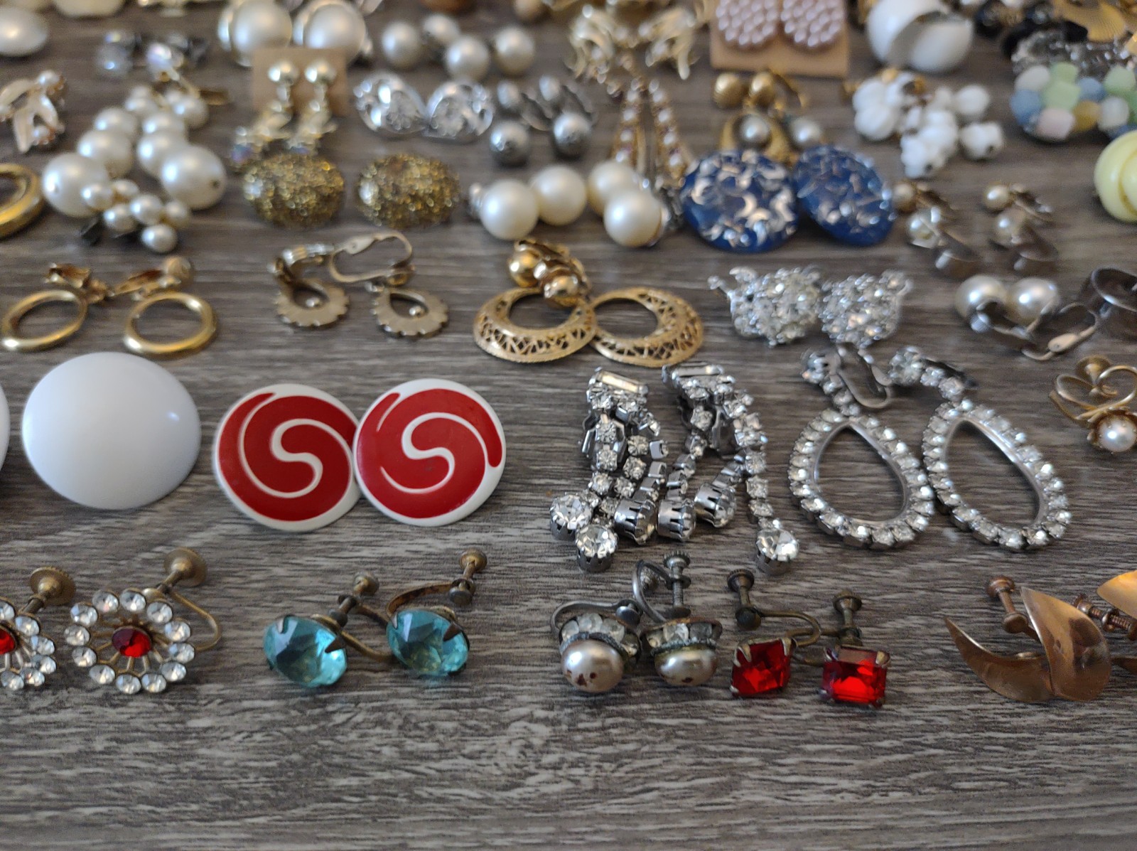 Estate Mixed Lot Costume Jewelry Earrings 77pr Clip On Screwback