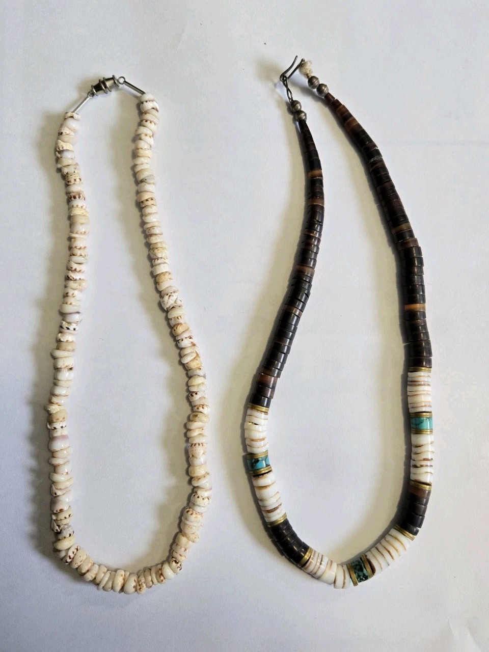 Vintage Santo Domingo Heishi Shell Necklace 18″ + Shell Necklace 17″