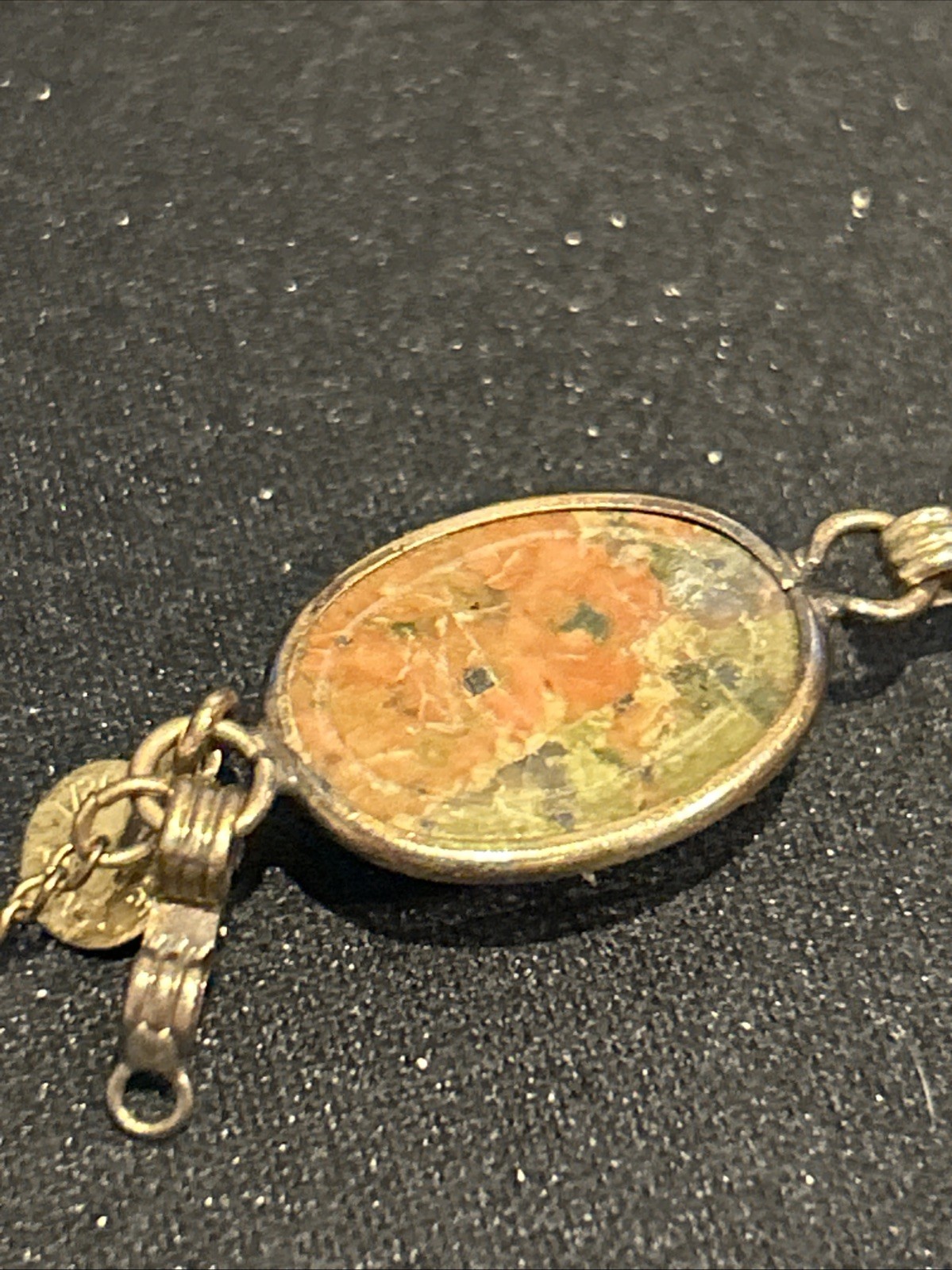 12 K Gold Filled AC Scarab Bracelet Egyptian Revival Carved Stones Needs Repair